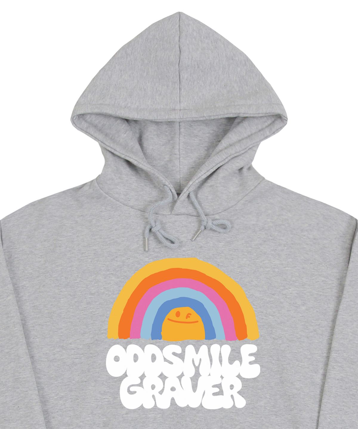 그레이버(GRAVER) [UNISEX]ODDSMILE 레인보우 스마일 후드티_그레이