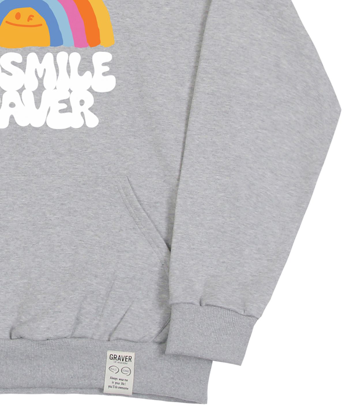 그레이버(GRAVER) [UNISEX]ODDSMILE 레인보우 스마일 후드티_그레이