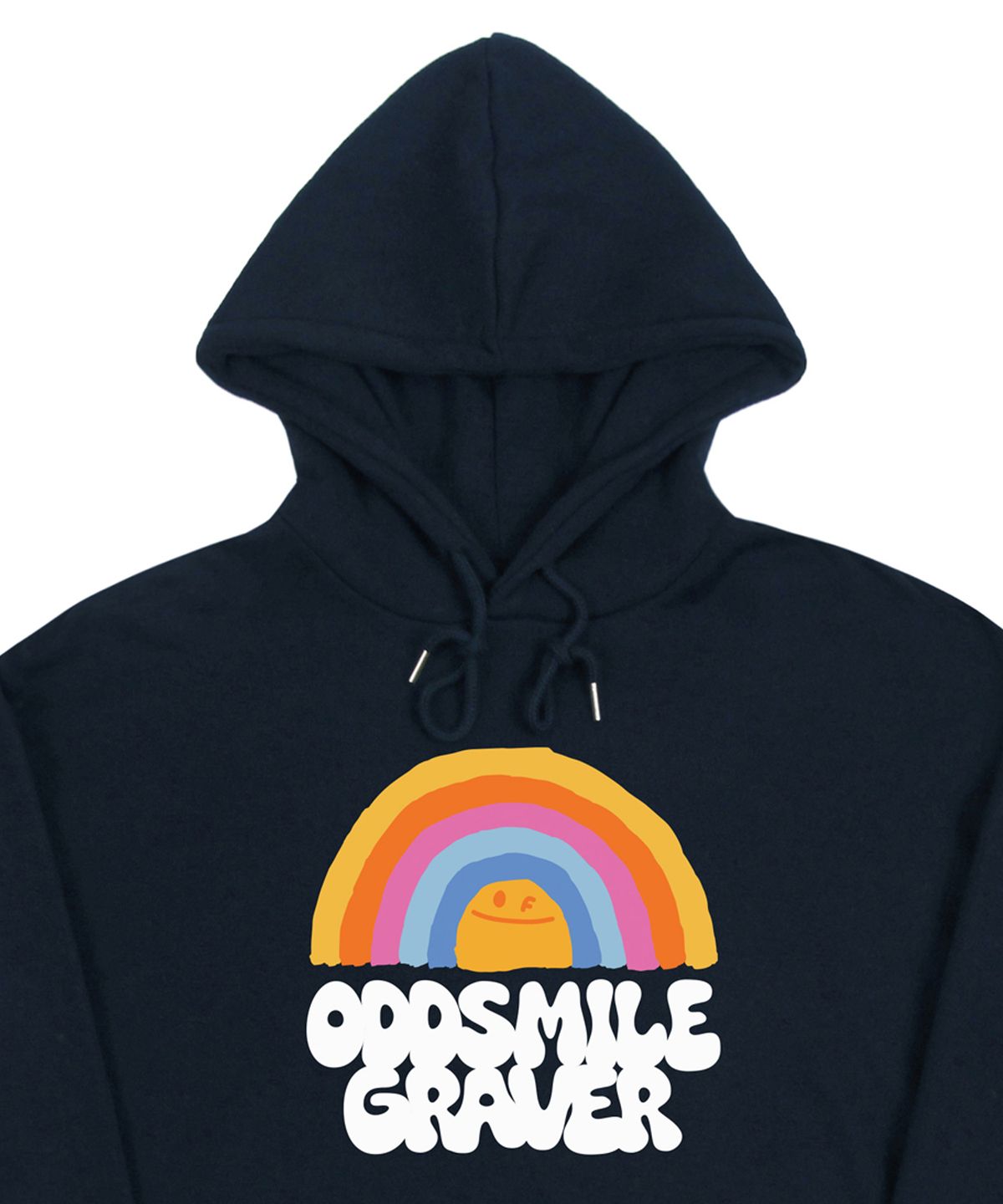 그레이버(GRAVER) [UNISEX]ODDSMILE 레인보우 스마일 후드티_네이비
