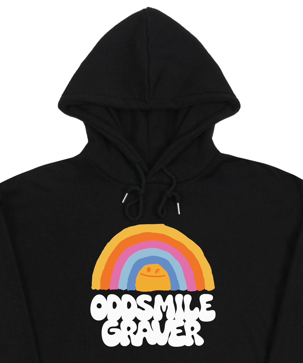 그레이버(GRAVER) [UNISEX]ODDSMILE 레인보우 스마일 후드티_블랙