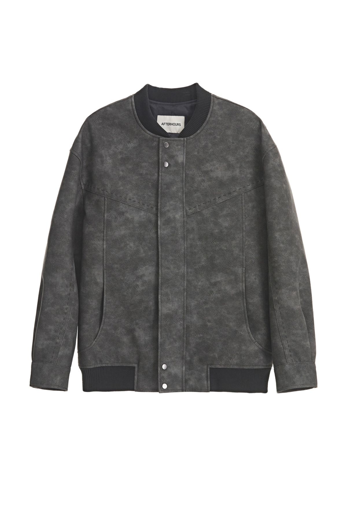 애프터아워즈(AFTERHOURS) LEATHER OVERSIZED BOMBER JACKET (CHARCOAL)