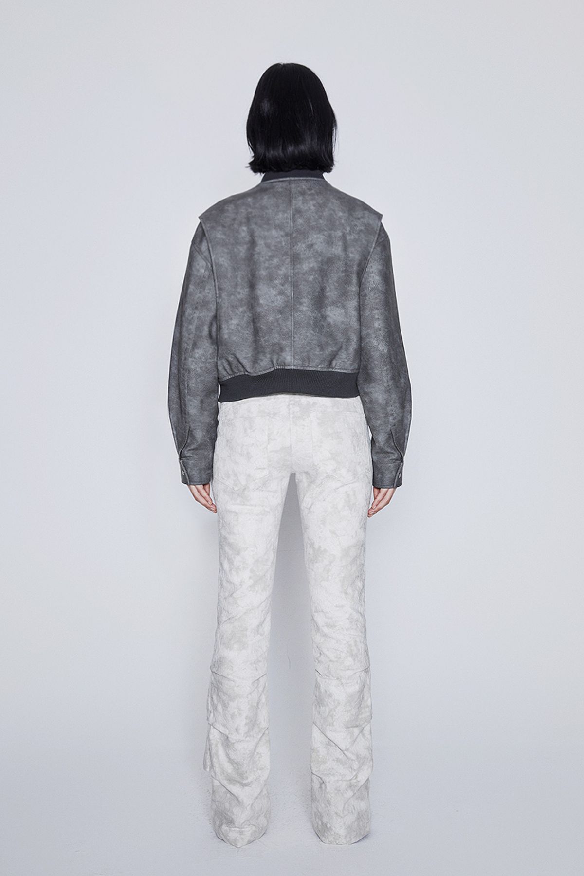애프터아워즈(AFTERHOURS) LEATHER BOMBER JACKET (CHARCOAL)