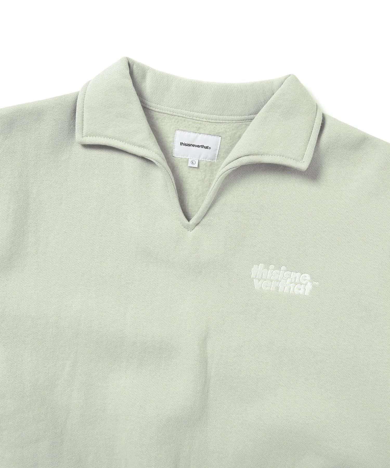 MUSINSA | thisisneverthat® Open Collar Sweatshirt Stone