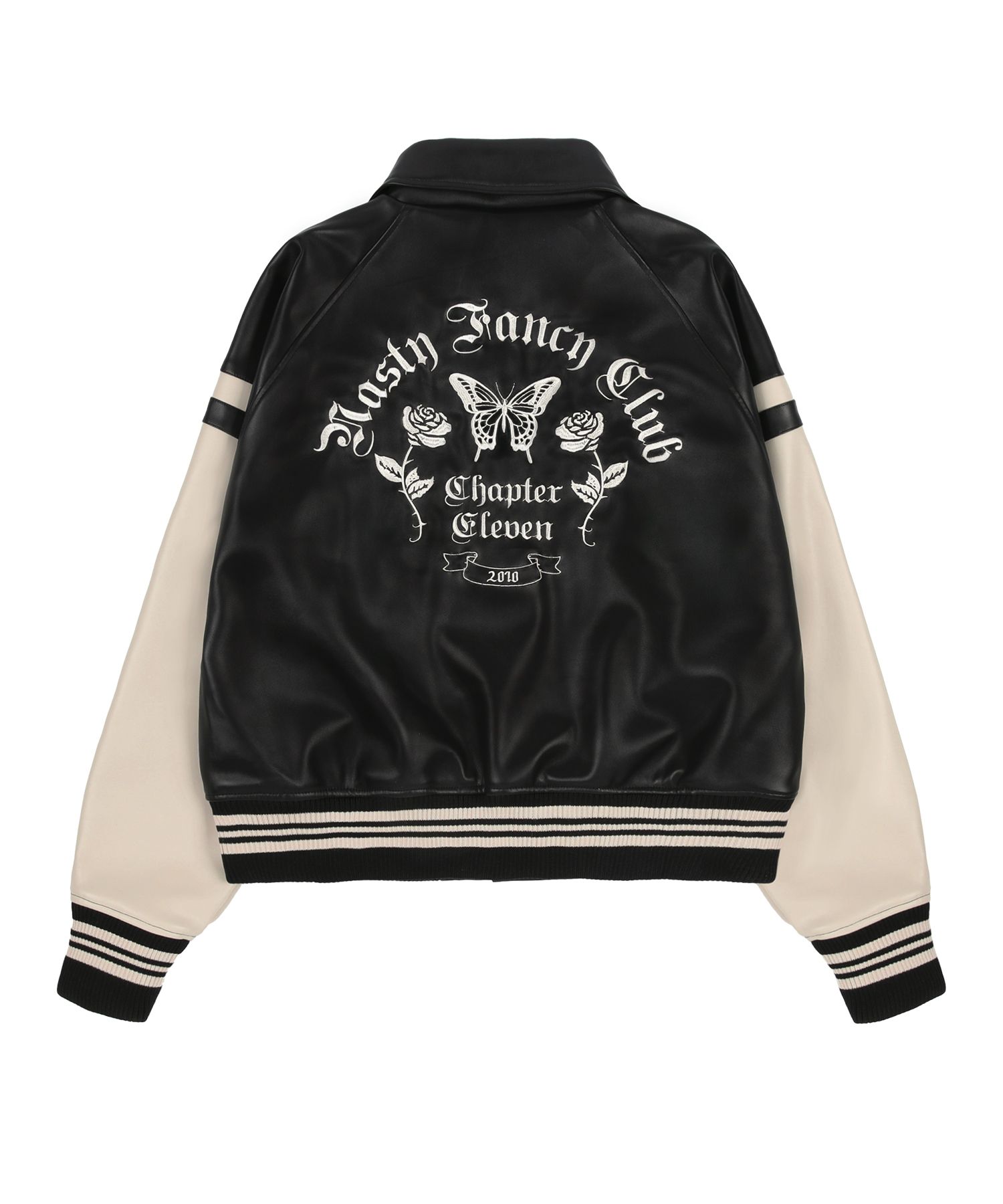 ◆NASTY FANCY CLUB◆ NF Mallow Varsity Leather Jacket GRAYFZ NF] MALLOW VARSITY LEATHER JACKET (GRAY)_F23ZA939 - FANCY