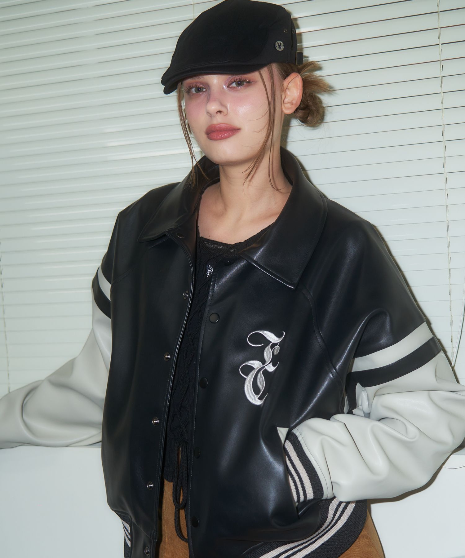 MUSINSA | FANCY CLUB [NF] Mallow Varsity Leather Jacket