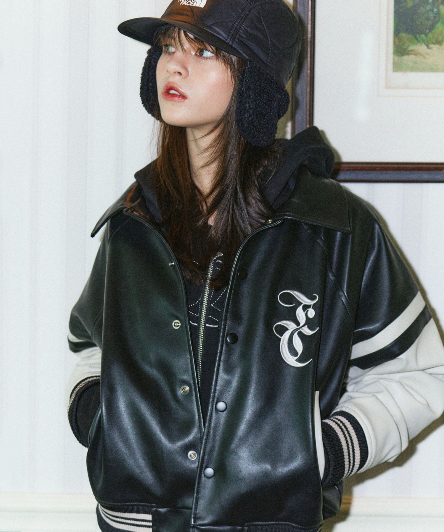 ★関税込★NASTYFANCYCLUB★MALLOW VARSITY LEATHER JACKET★ A'GEM/9 × .kom『 FANCY CLUB/ファンシークラブ』MALLOW VARSITY
