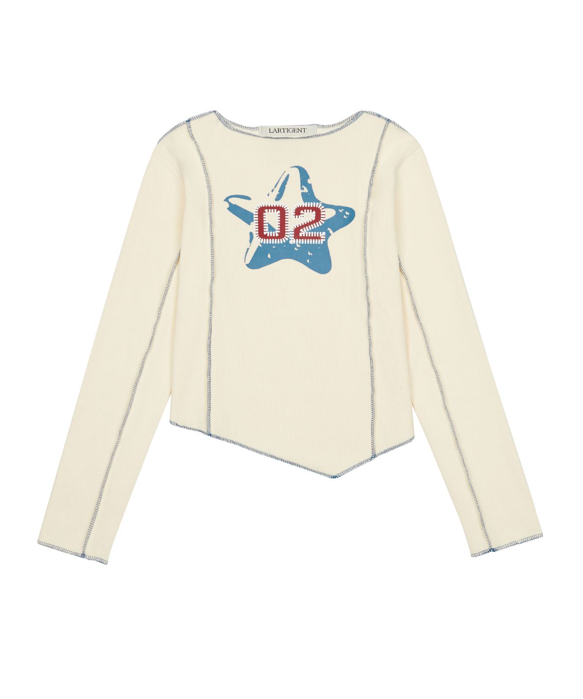 라티젠(LARTIGENT) L6 OVERLOCK UNBALANCE SLEEVE TEE(CREAM)