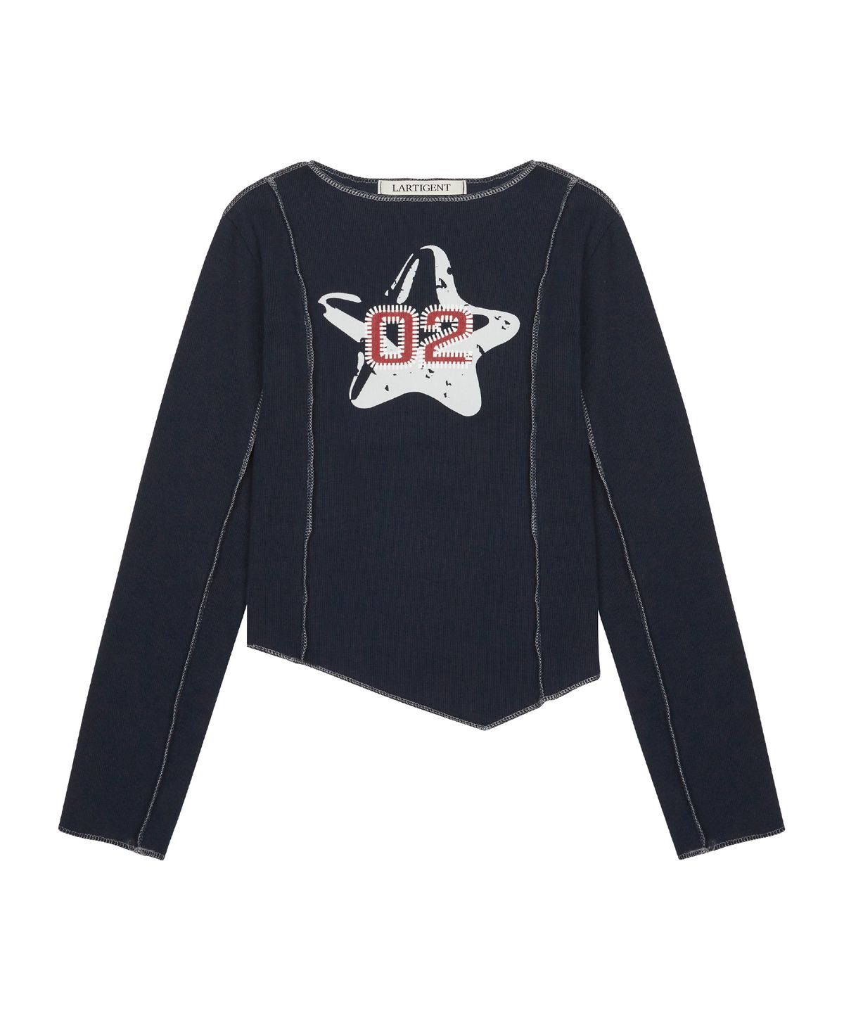 라티젠(LARTIGENT) L6 OVERLOCK UNBALANCE SLEEVE TEE(NAVY)