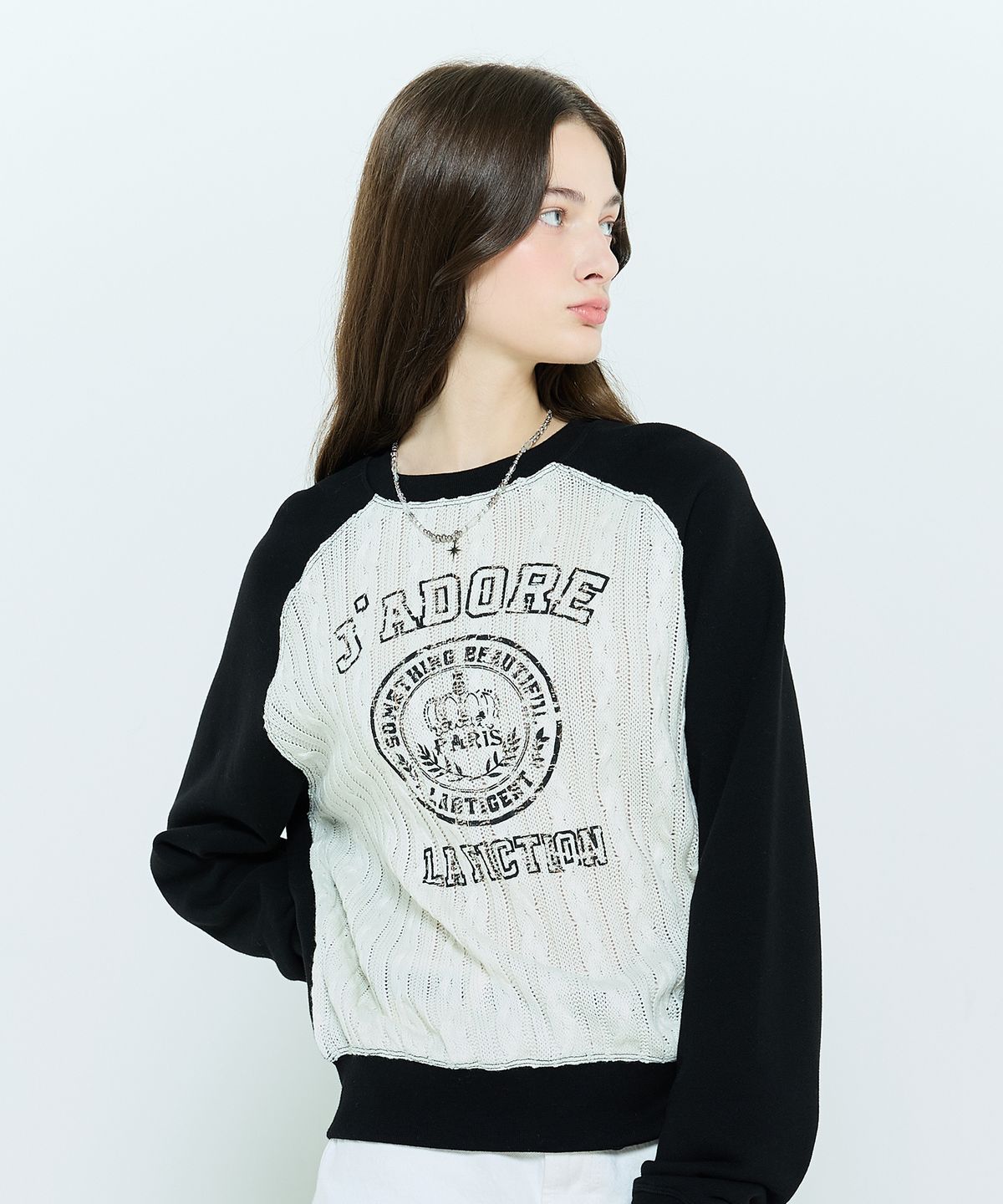 라티젠(LARTIGENT) L6 CABLE SWEATSHIRT(WHITE)