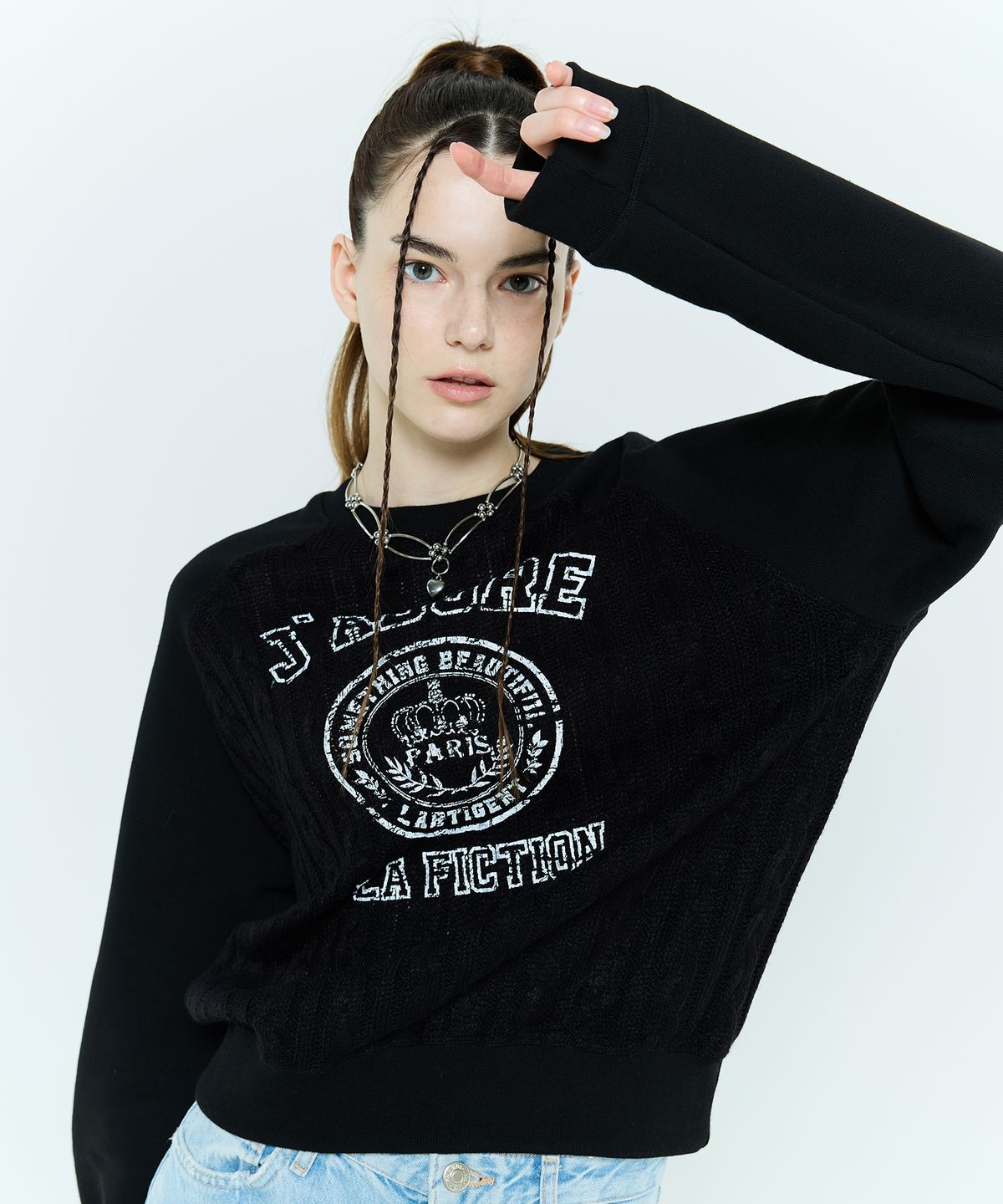 라티젠(LARTIGENT) L6 CABLE SWEATSHIRT(BLACK)