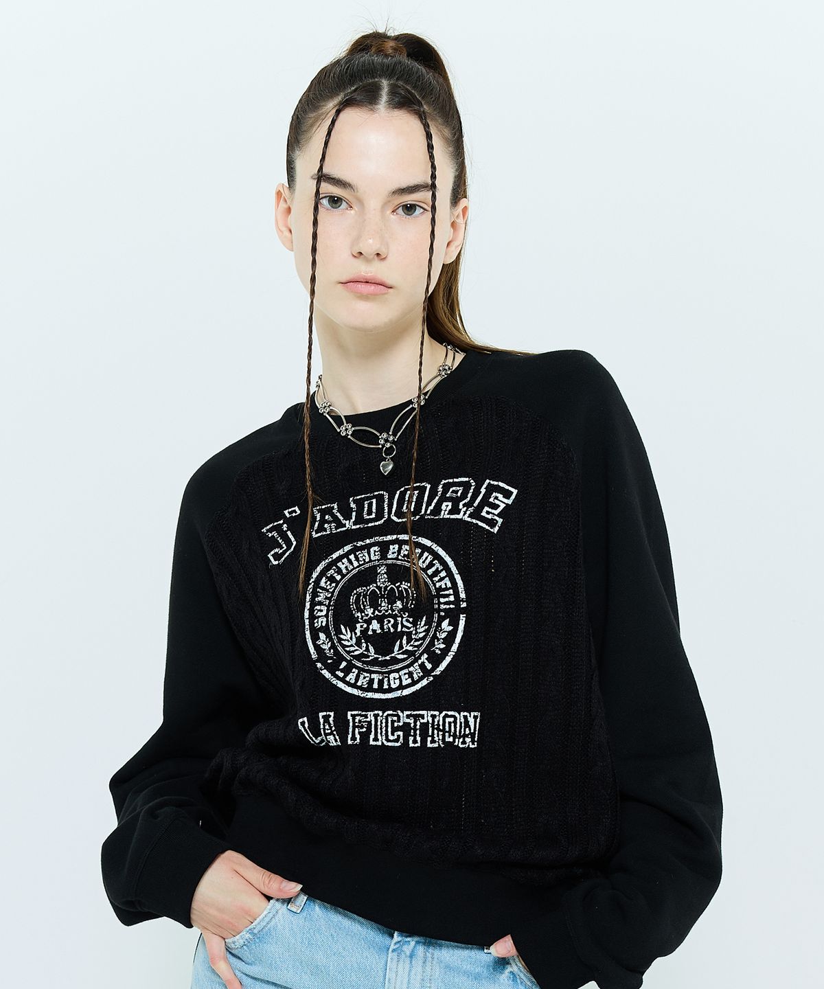 라티젠(LARTIGENT) L6 CABLE SWEATSHIRT(BLACK)