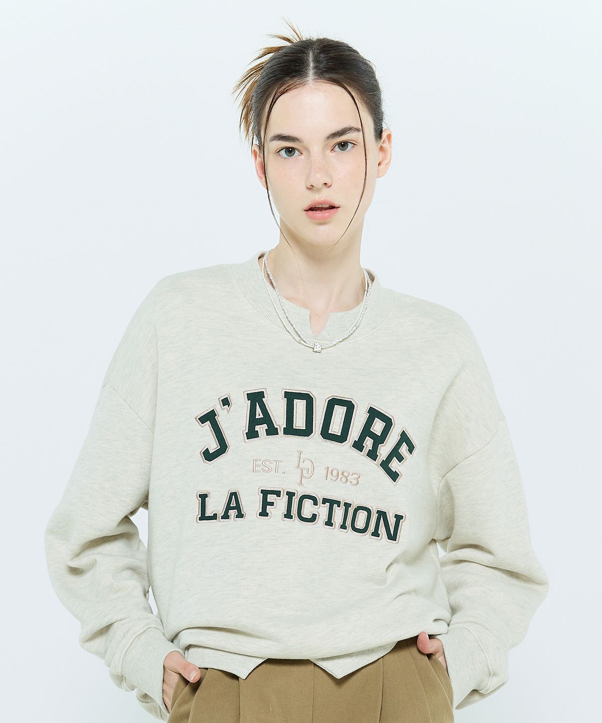 라티젠(LARTIGENT) L6 APPLIQUE CUT POINT SWEATSHIRT(OATMEAL)