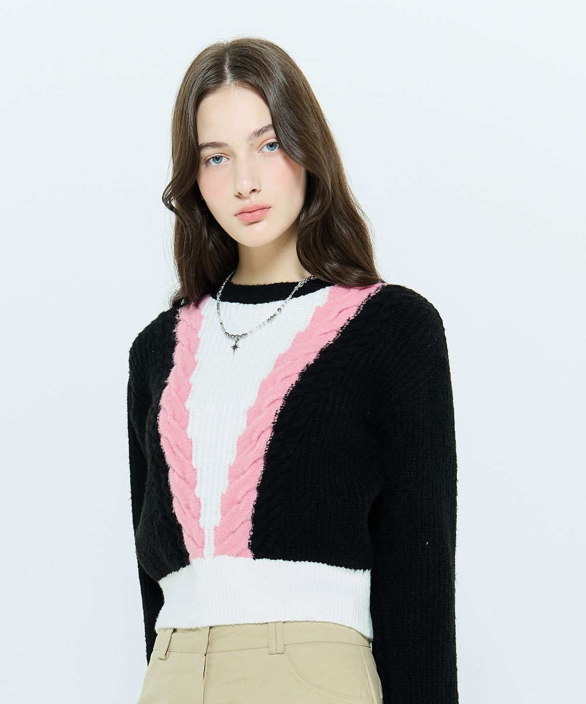 라티젠(LARTIGENT) L6 CABLE COLOR KNIT(PINK)