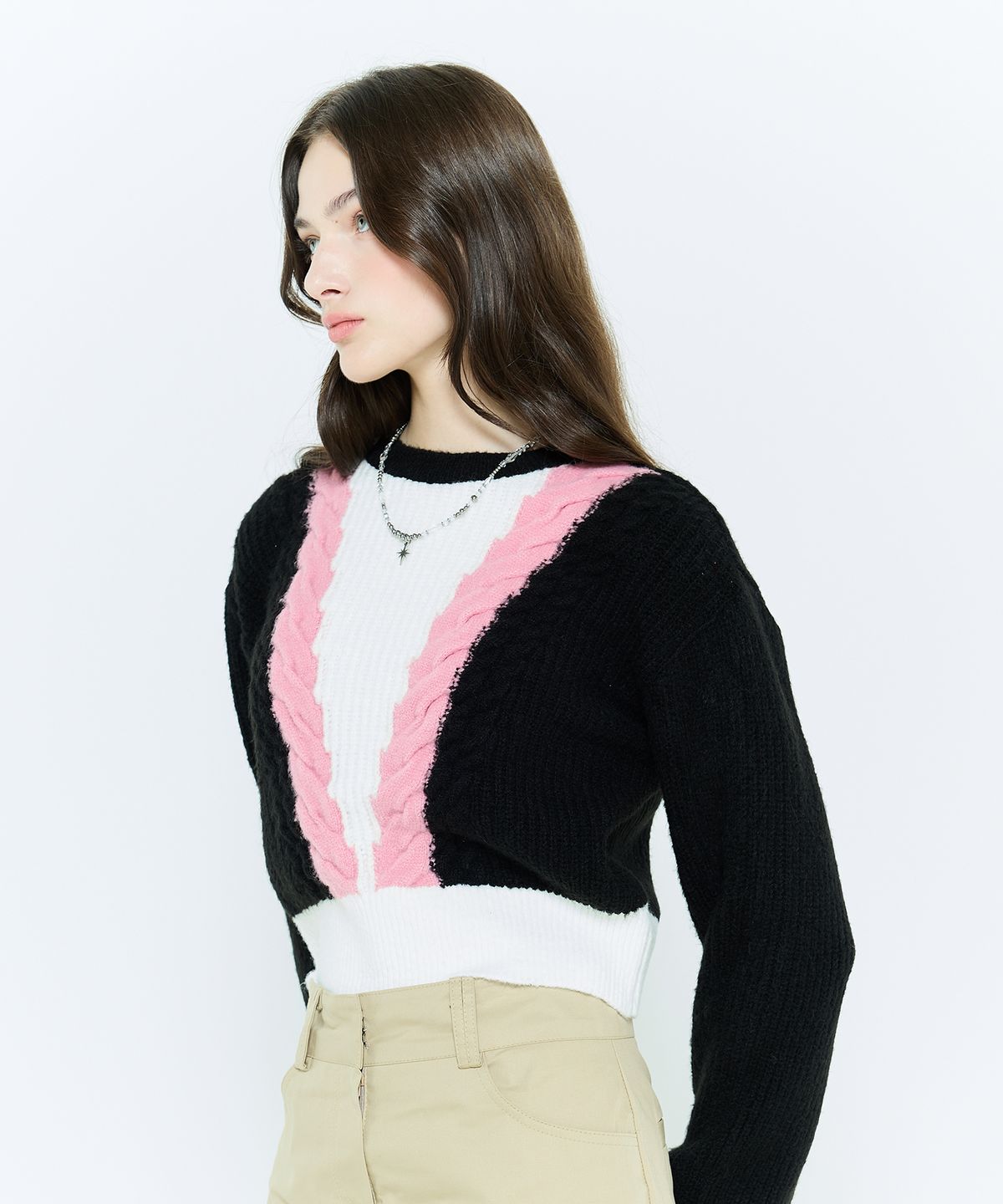 라티젠(LARTIGENT) L6 CABLE COLOR KNIT(PINK)