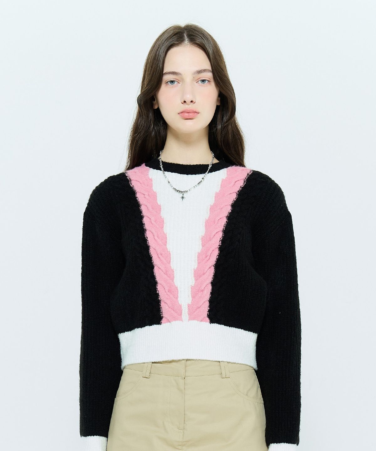 라티젠(LARTIGENT) L6 CABLE COLOR KNIT(PINK)