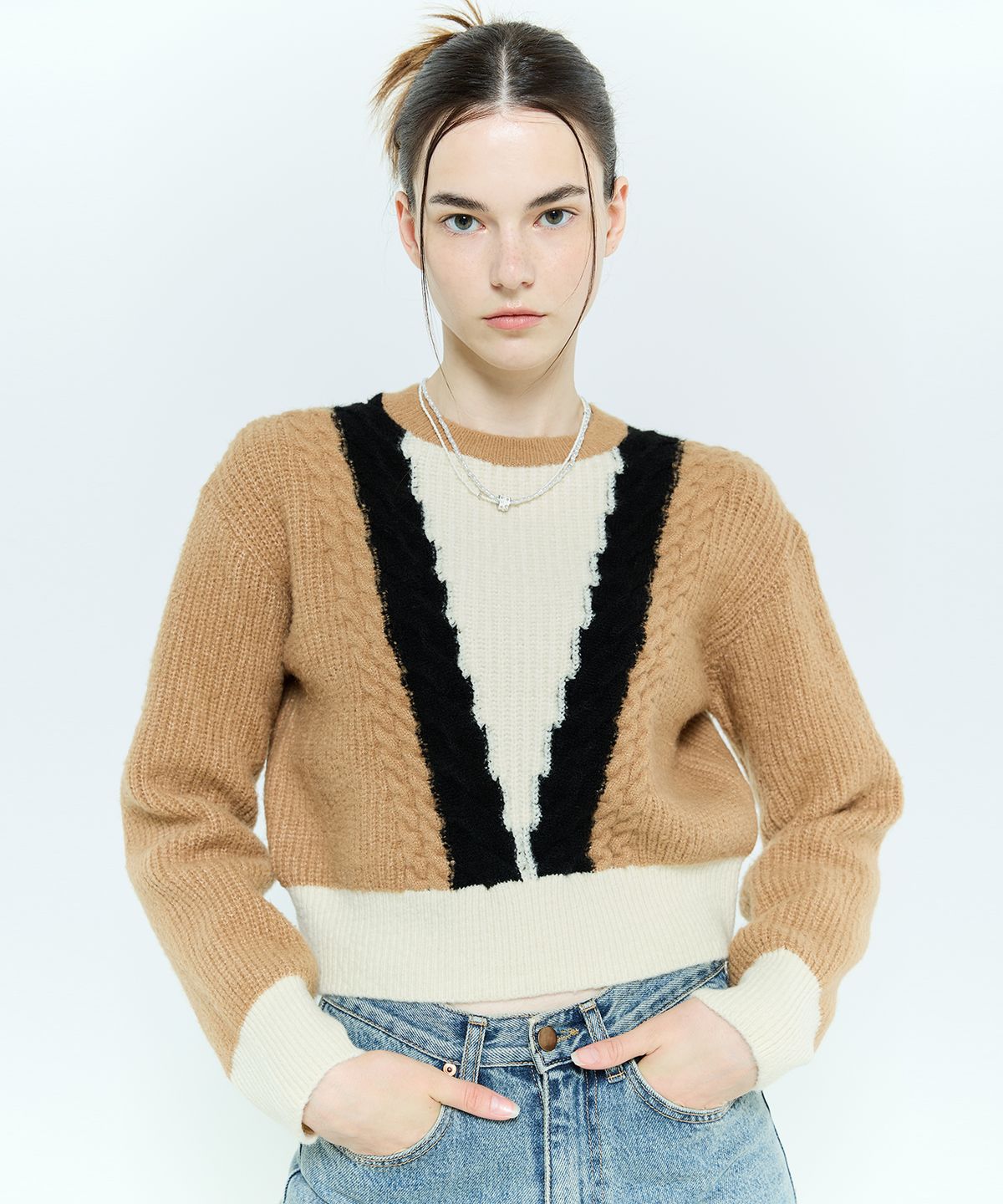라티젠(LARTIGENT) L6 CABLE COLOR KNIT(BROWN)