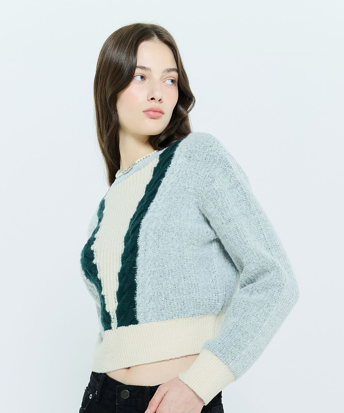 라티젠(LARTIGENT) L6 CABLE COLOR KNIT(GRAY)
