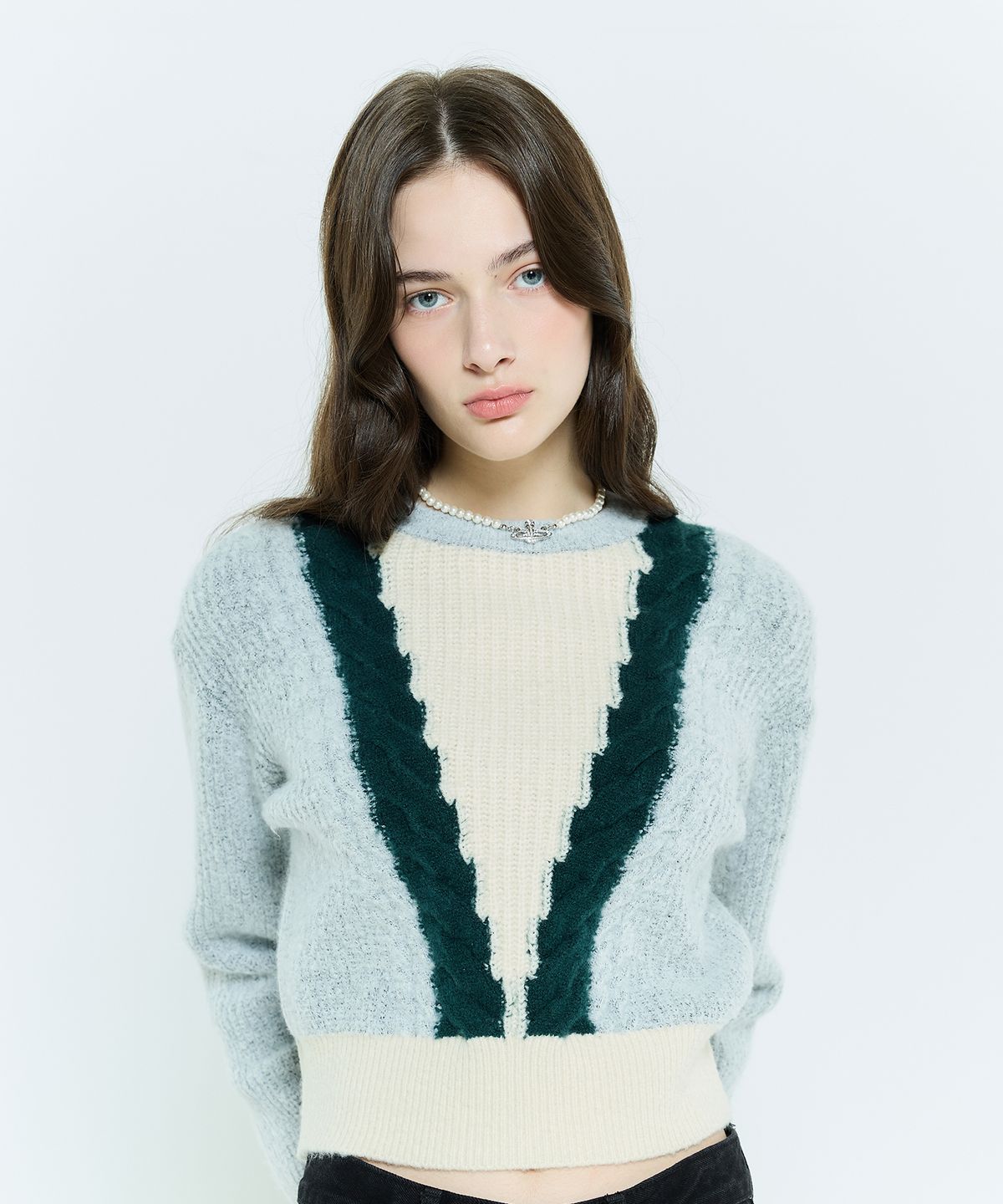 라티젠(LARTIGENT) L6 CABLE COLOR KNIT(GRAY)