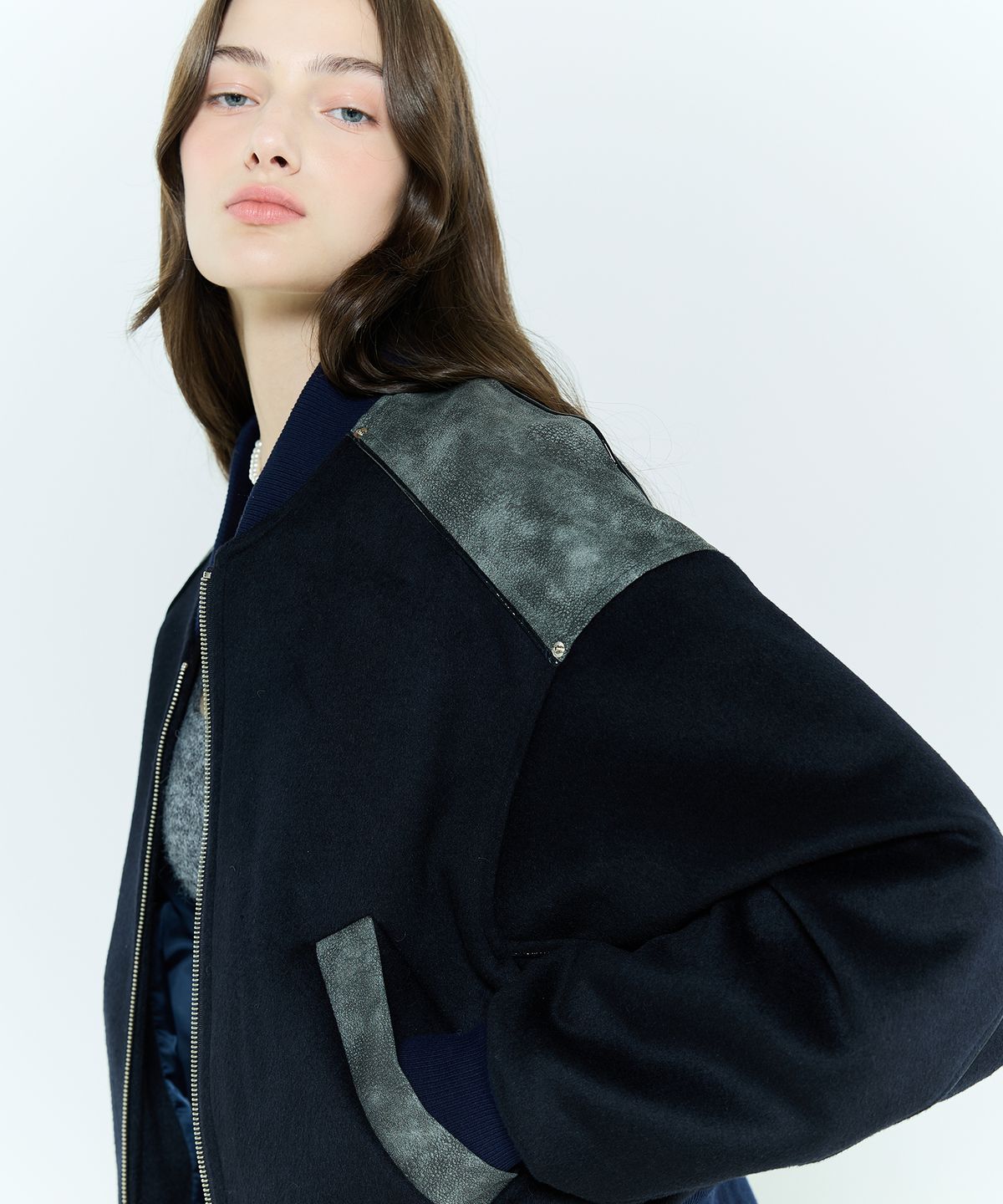 라티젠(LARTIGENT) L6 WOOL BOMBER JACKET(NAVY)