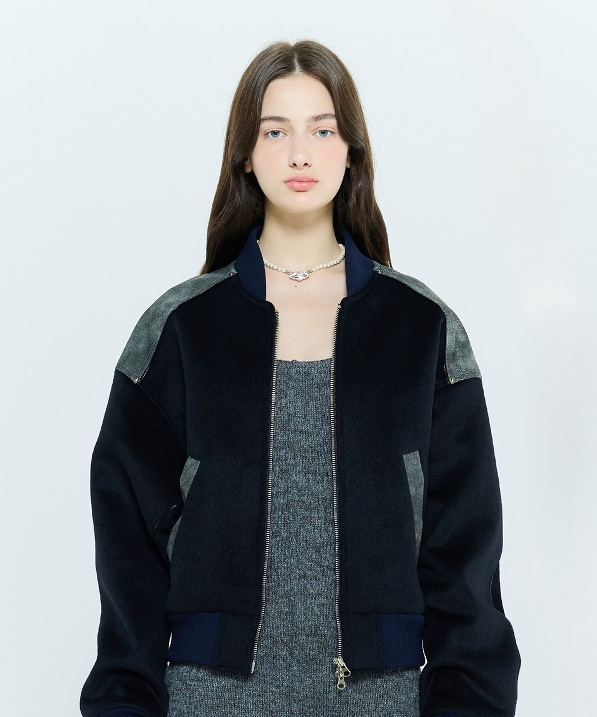 라티젠(LARTIGENT) L6 WOOL BOMBER JACKET(NAVY)