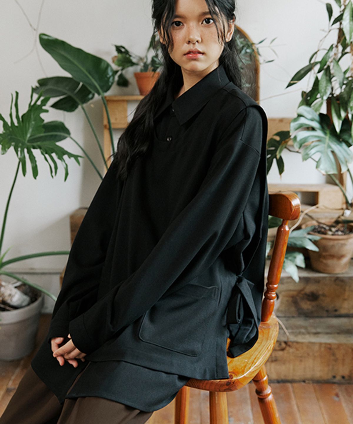 말렌(MALEN) 유니섹스 셔츠 베스트 블랙