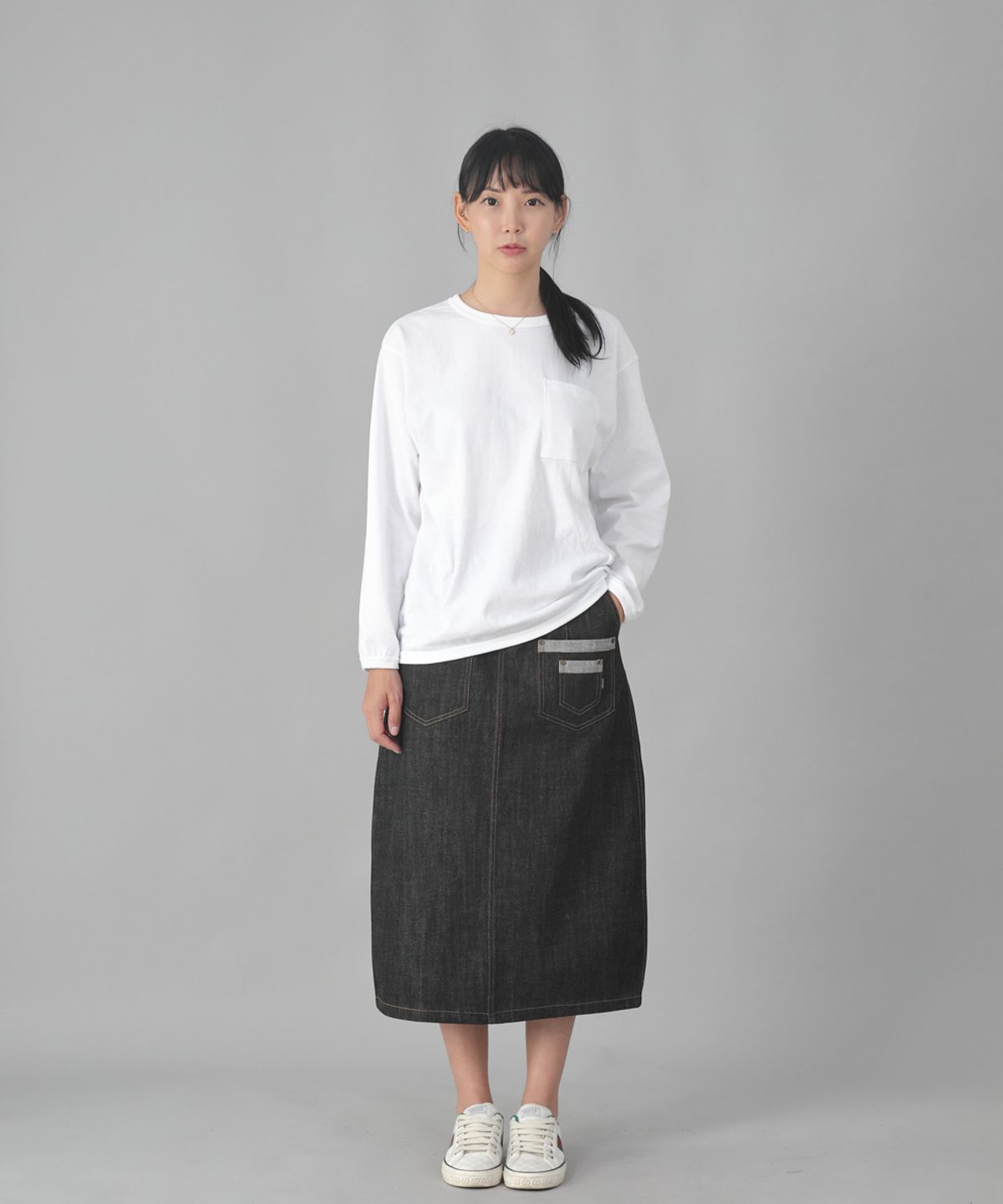세인트크루(SAINTCREW) 7PK 데님 롱스커트 7PLS-1308 블랙데님