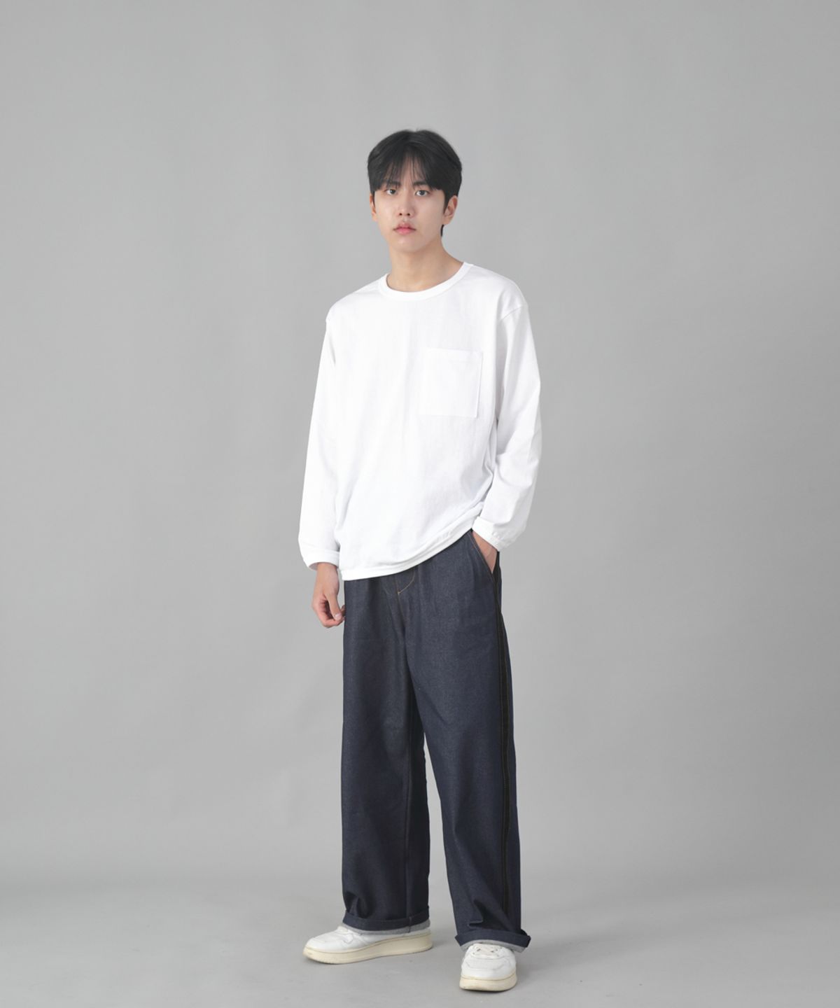 세인트크루(SAINTCREW) 블랙 P라인 EX와이드팬츠 PLW-341 데님 인디고