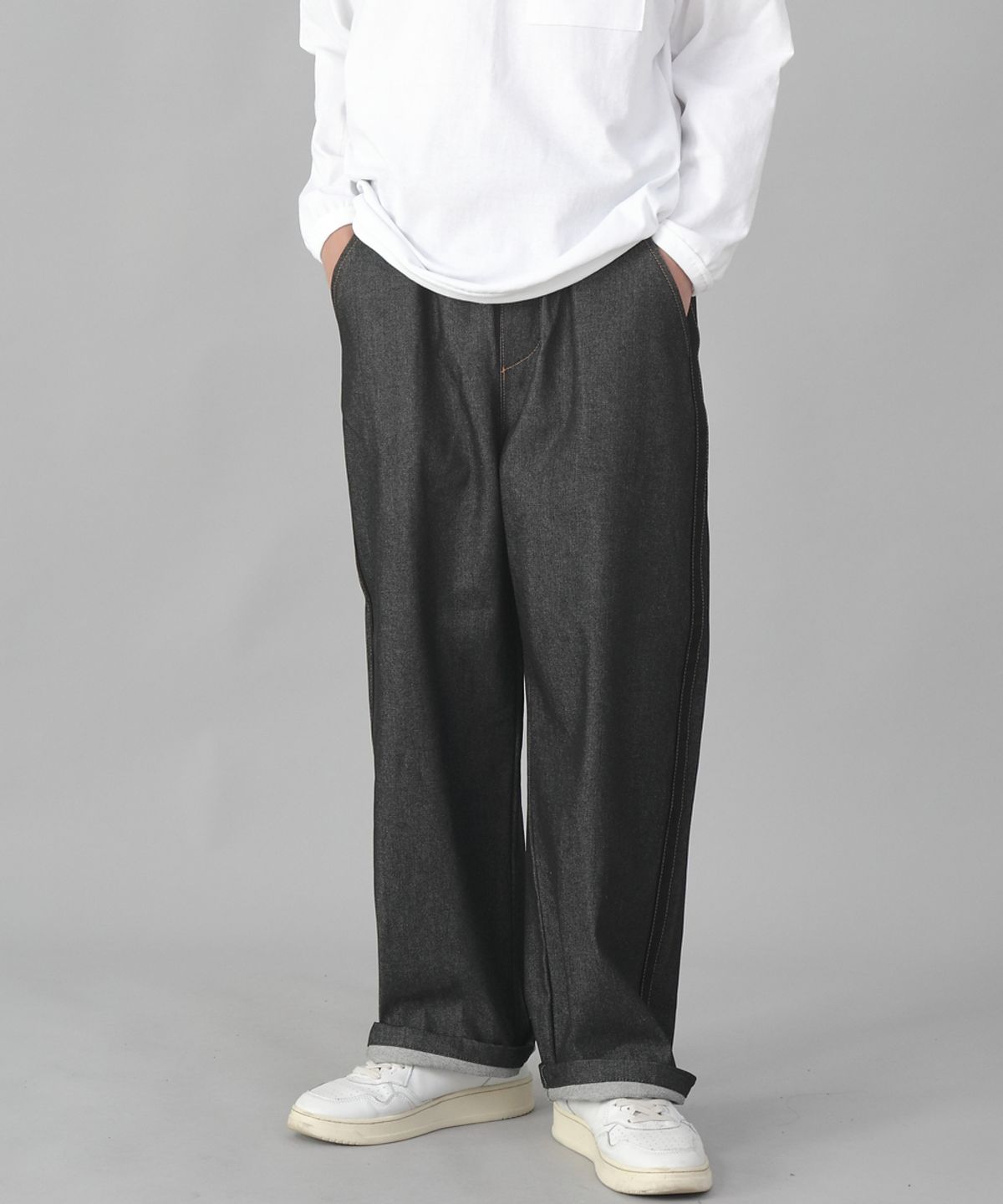 세인트크루(SAINTCREW) 블랙 P라인 EX와이드팬츠 PLW-341 데님 블랙