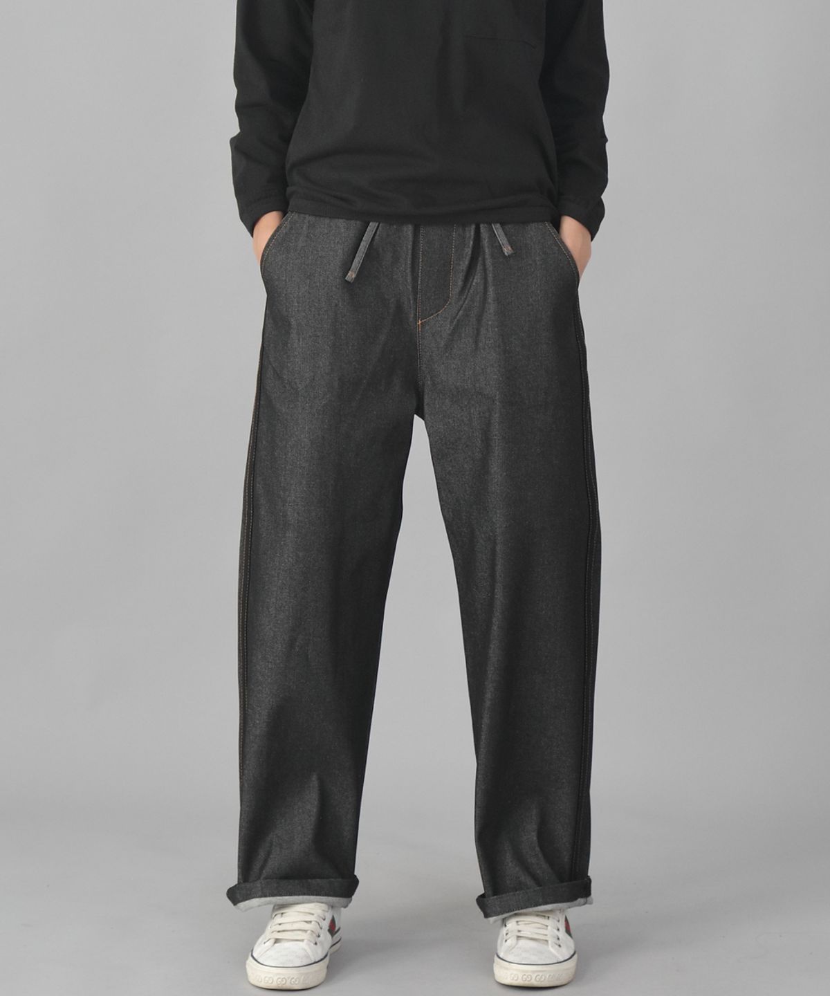 세인트크루(SAINTCREW) 블랙 P라인 EX와이드팬츠 PLW-341 데님 블랙