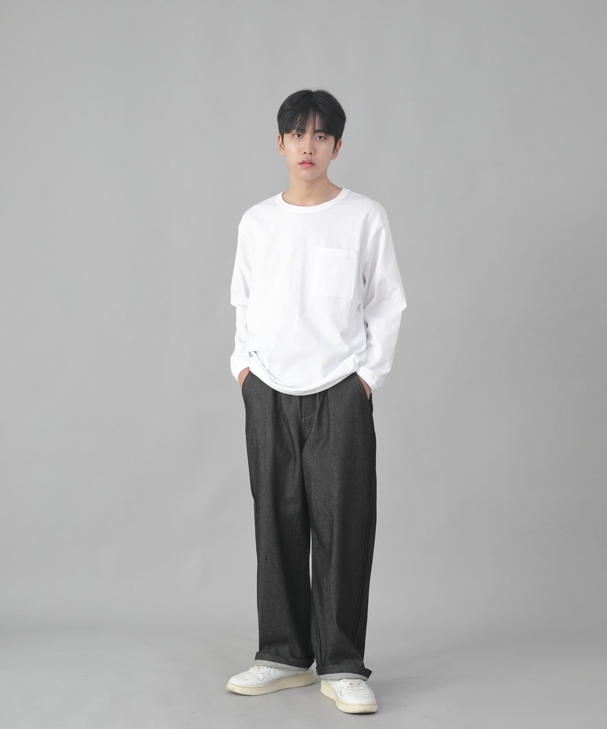 세인트크루(SAINTCREW) 블랙 P라인 EX와이드팬츠 PLW-341 데님 블랙