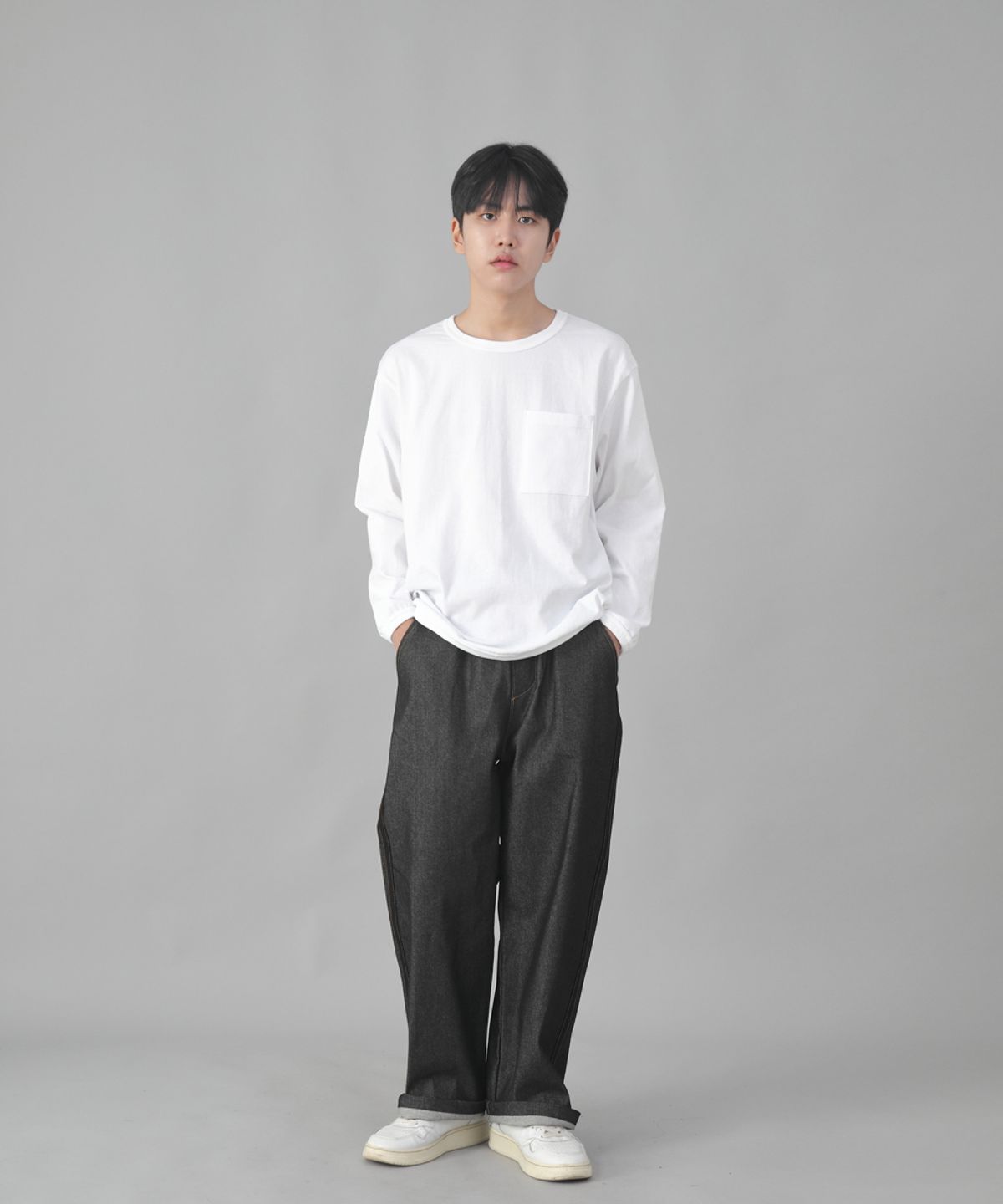 세인트크루(SAINTCREW) 블랙 P라인 EX와이드팬츠 PLW-341 데님 블랙
