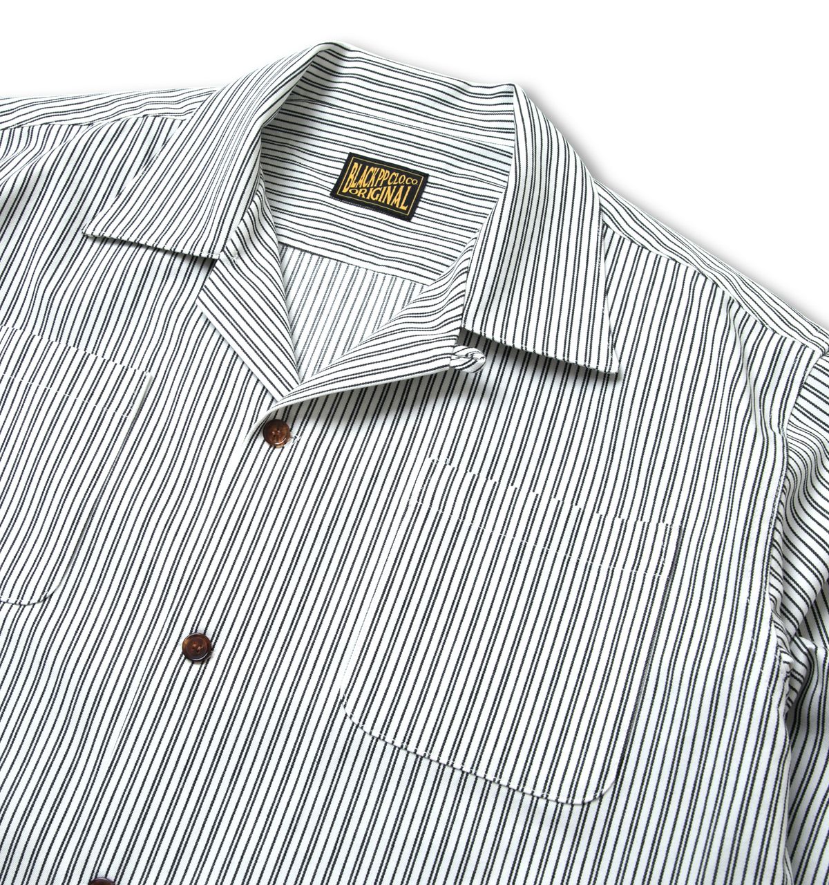 블랙피피(BLACKPP) BLACK PP Vertical Stripe Open Collar Shirts