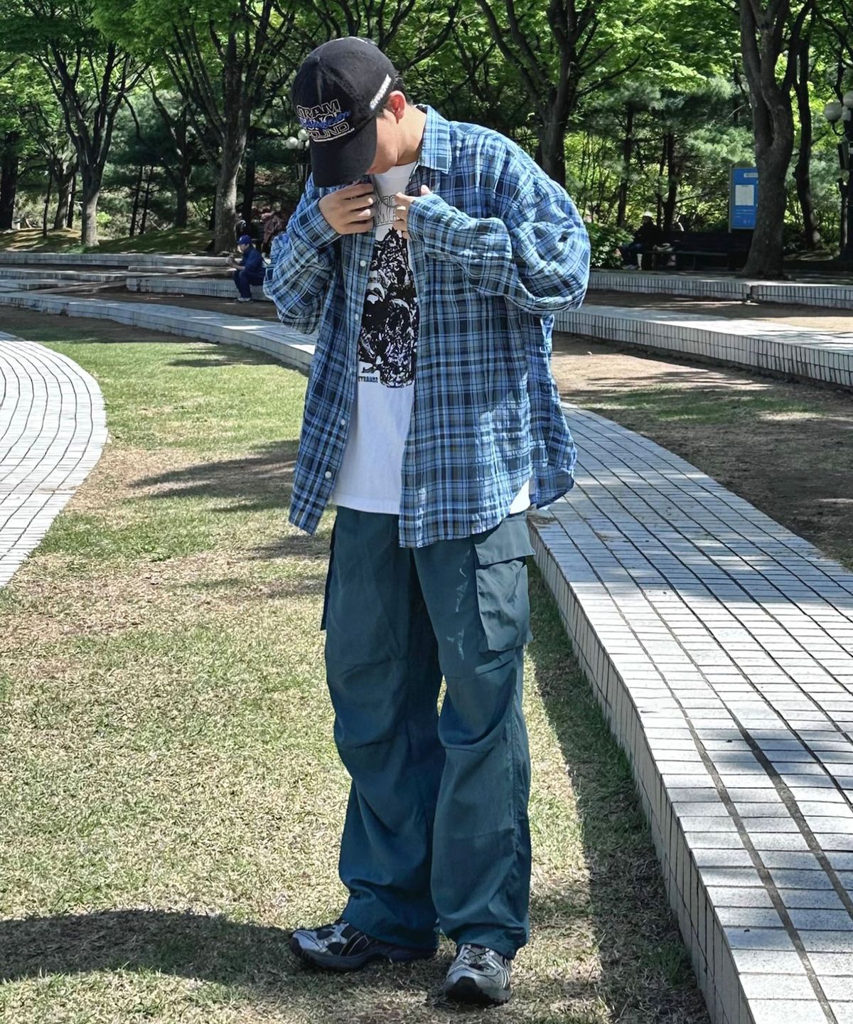 코드그라피(CGP) 나일론 카고 파라슈트 팬츠-블루 그린