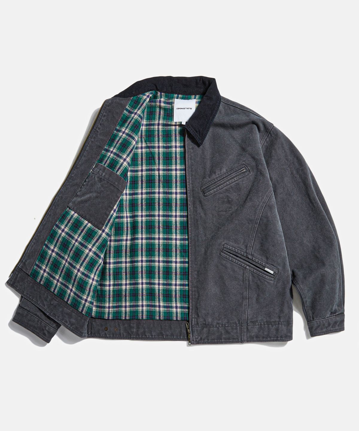에스피오나지(ESPIONAGE) Washed Canvas Blouson Jacket Charcoal Navy