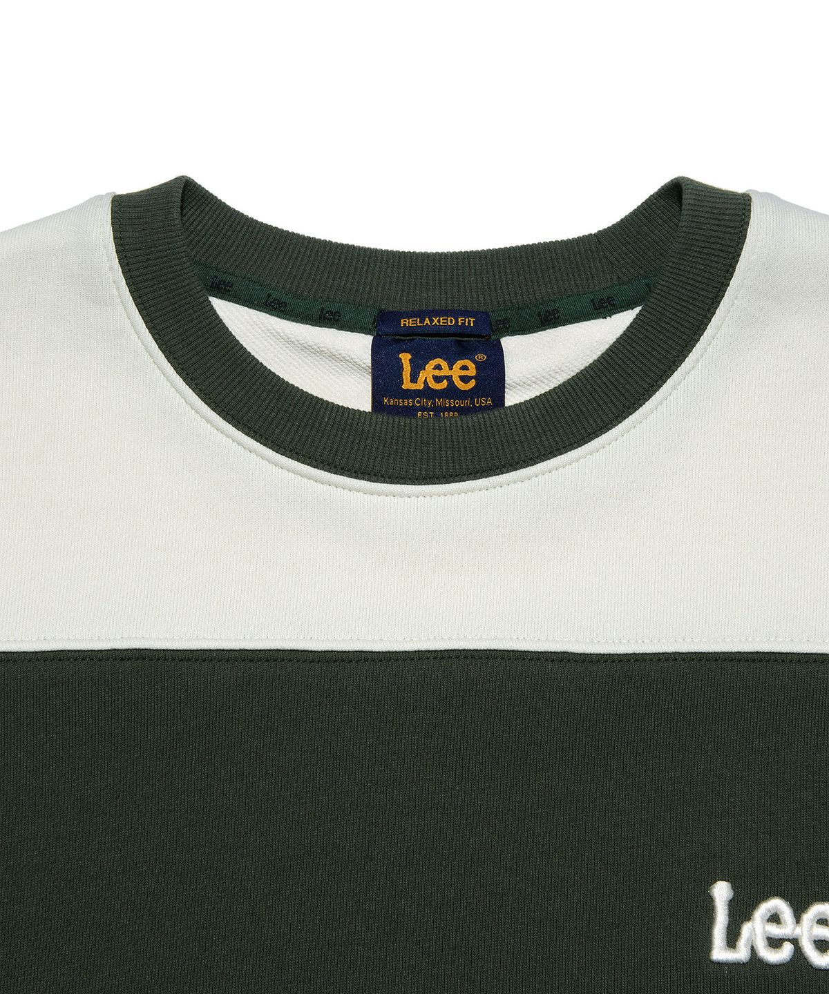 리(LEE) 컬러 블록 맨투맨 카키