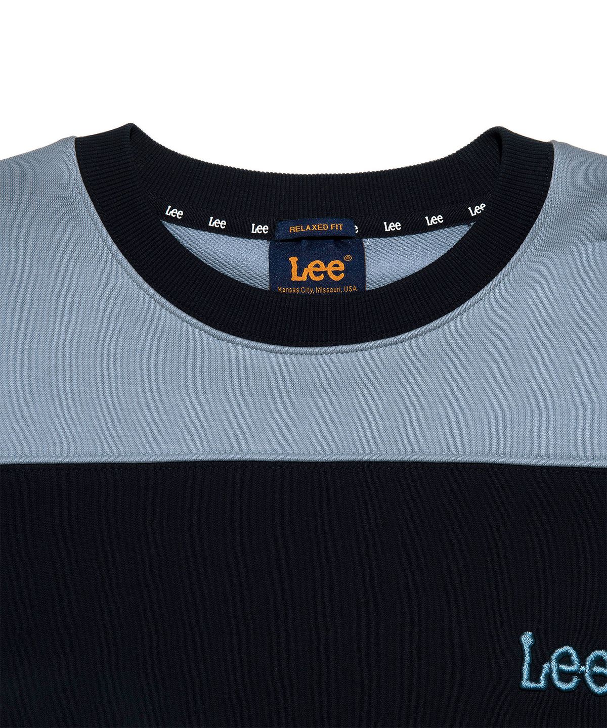 리(LEE) 컬러 블록 맨투맨 네이비