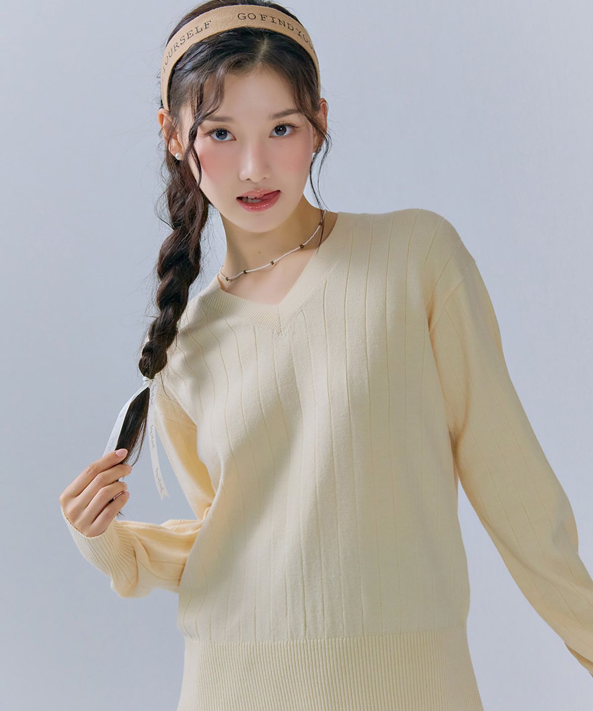 체이스컬트(CHASECULT) 여성 V-NECK 크롭 스웨터-CFRG5262C05