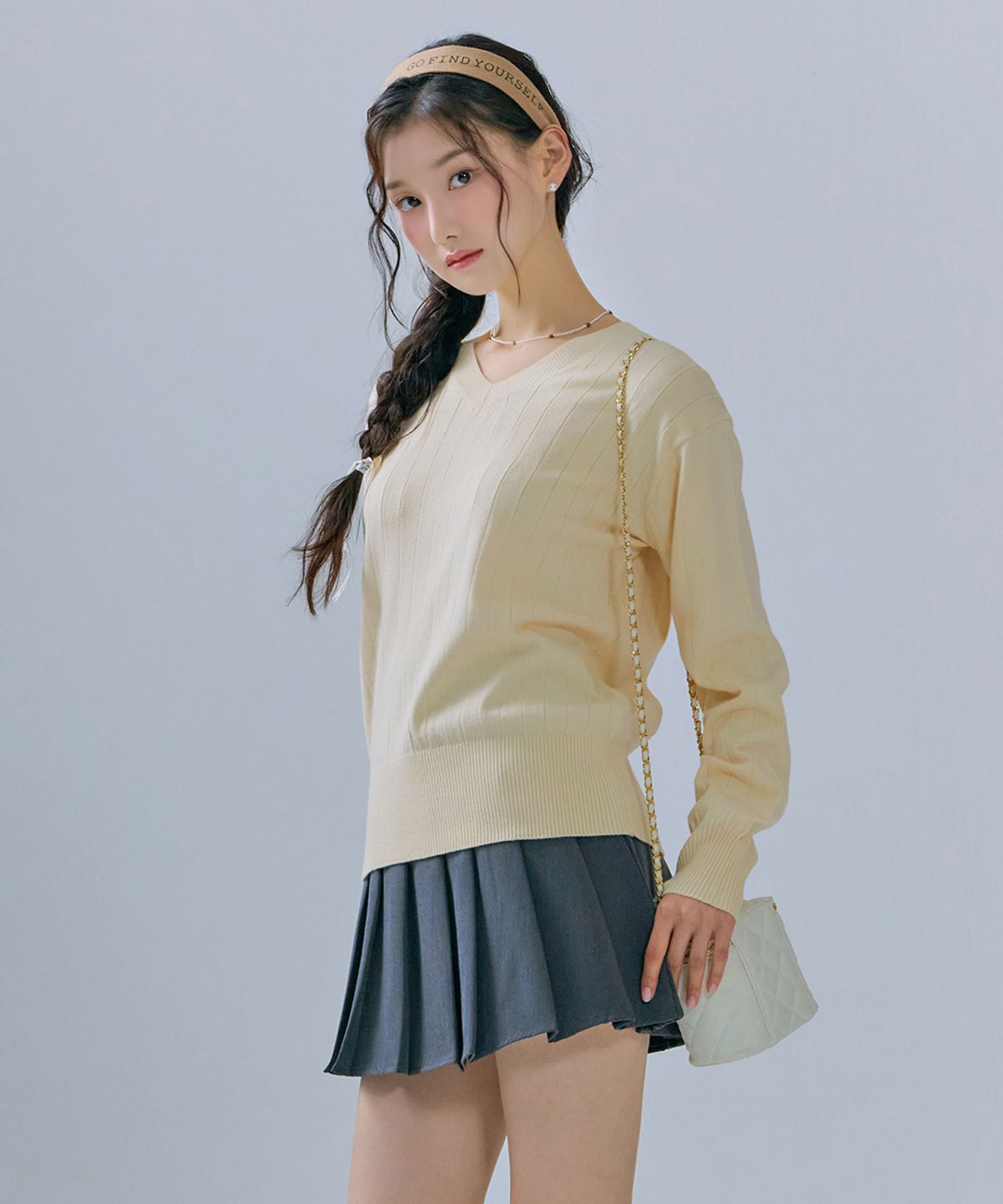 체이스컬트(CHASECULT) 여성 V-NECK 크롭 스웨터-CFRG5262C05