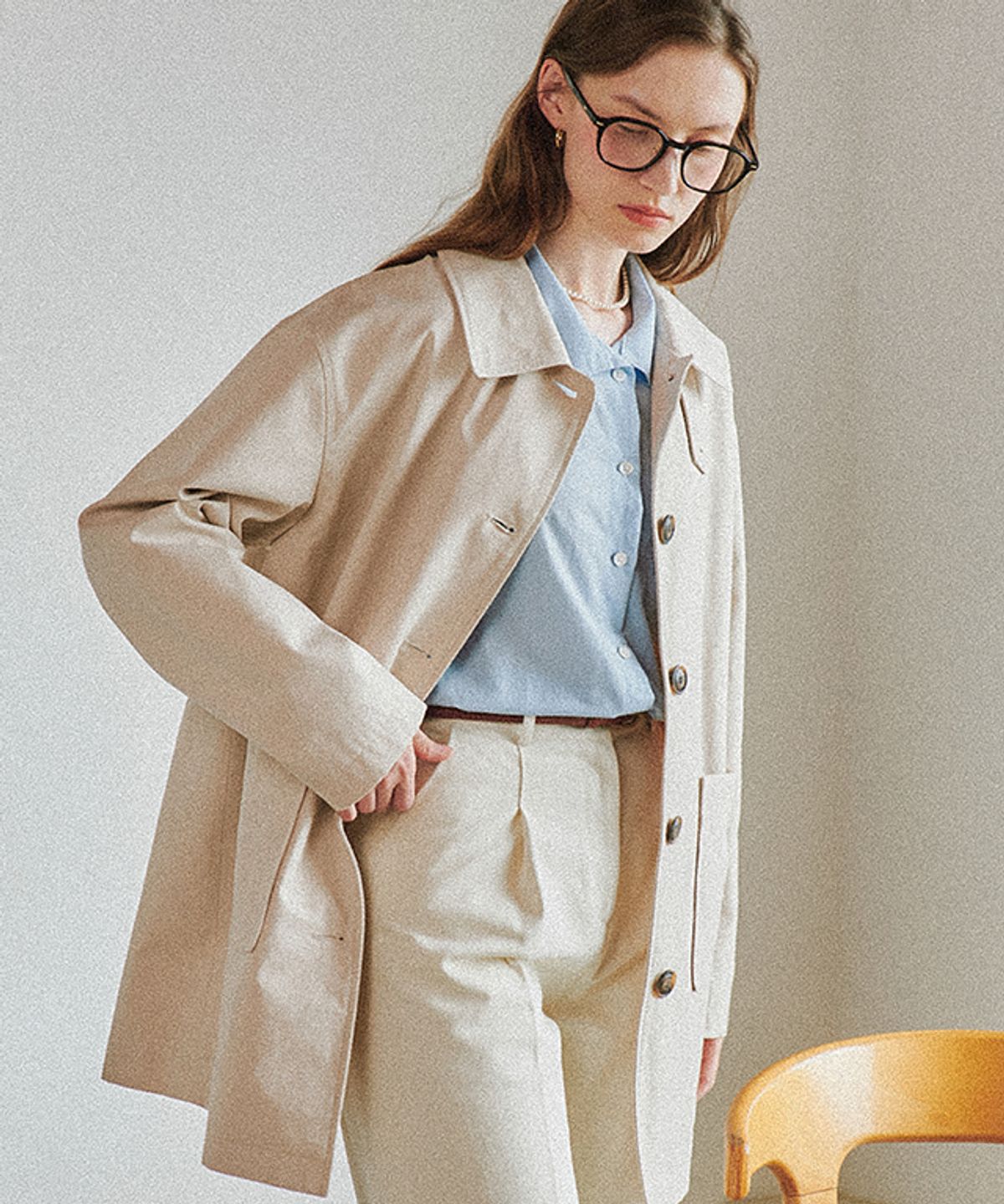 론론(RONRON) FRENCH WIDE COLLAR SHIRTS SOFT BLUE
