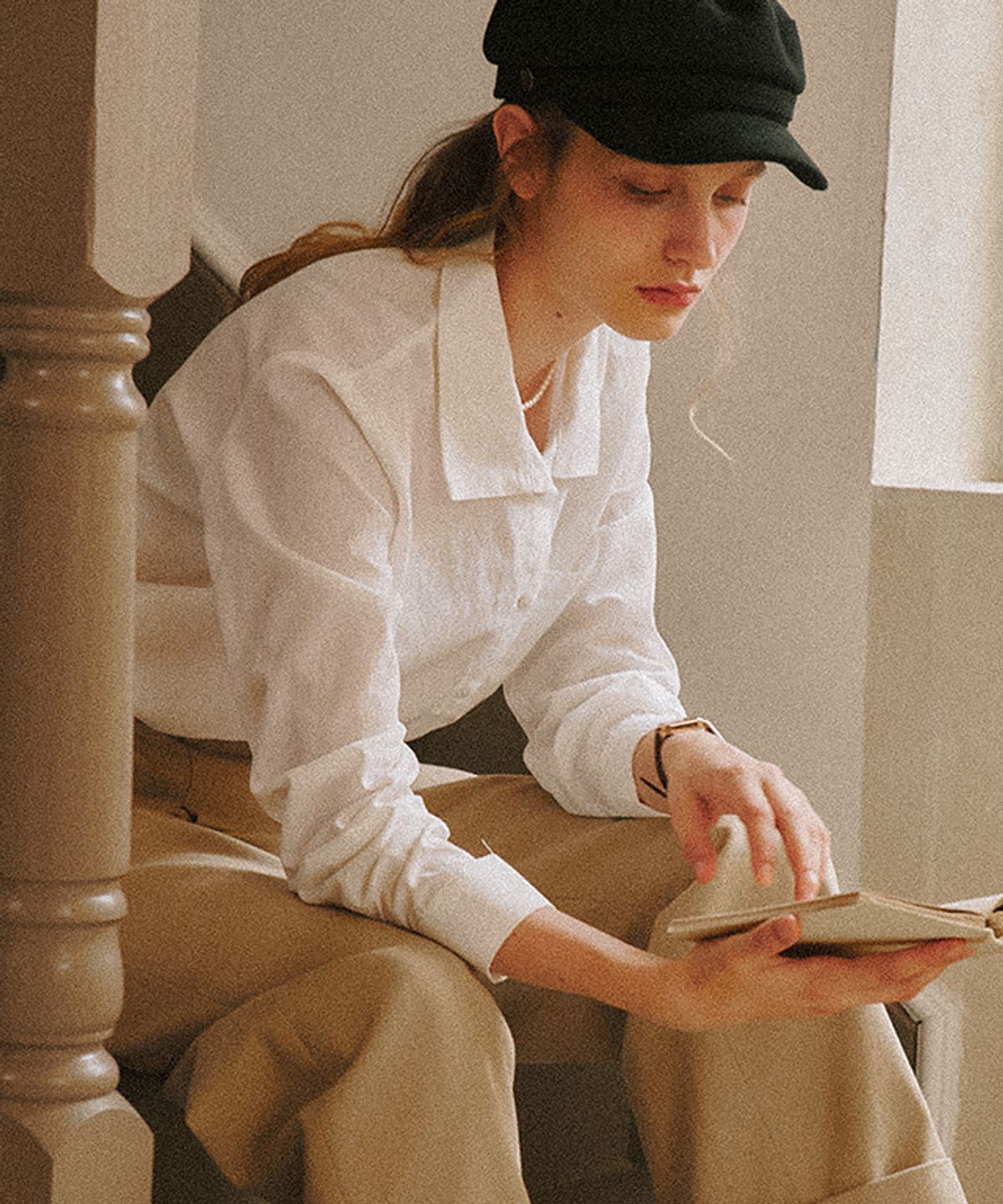 론론(RONRON) FRENCH WIDE COLLAR SHIRTS WHITE