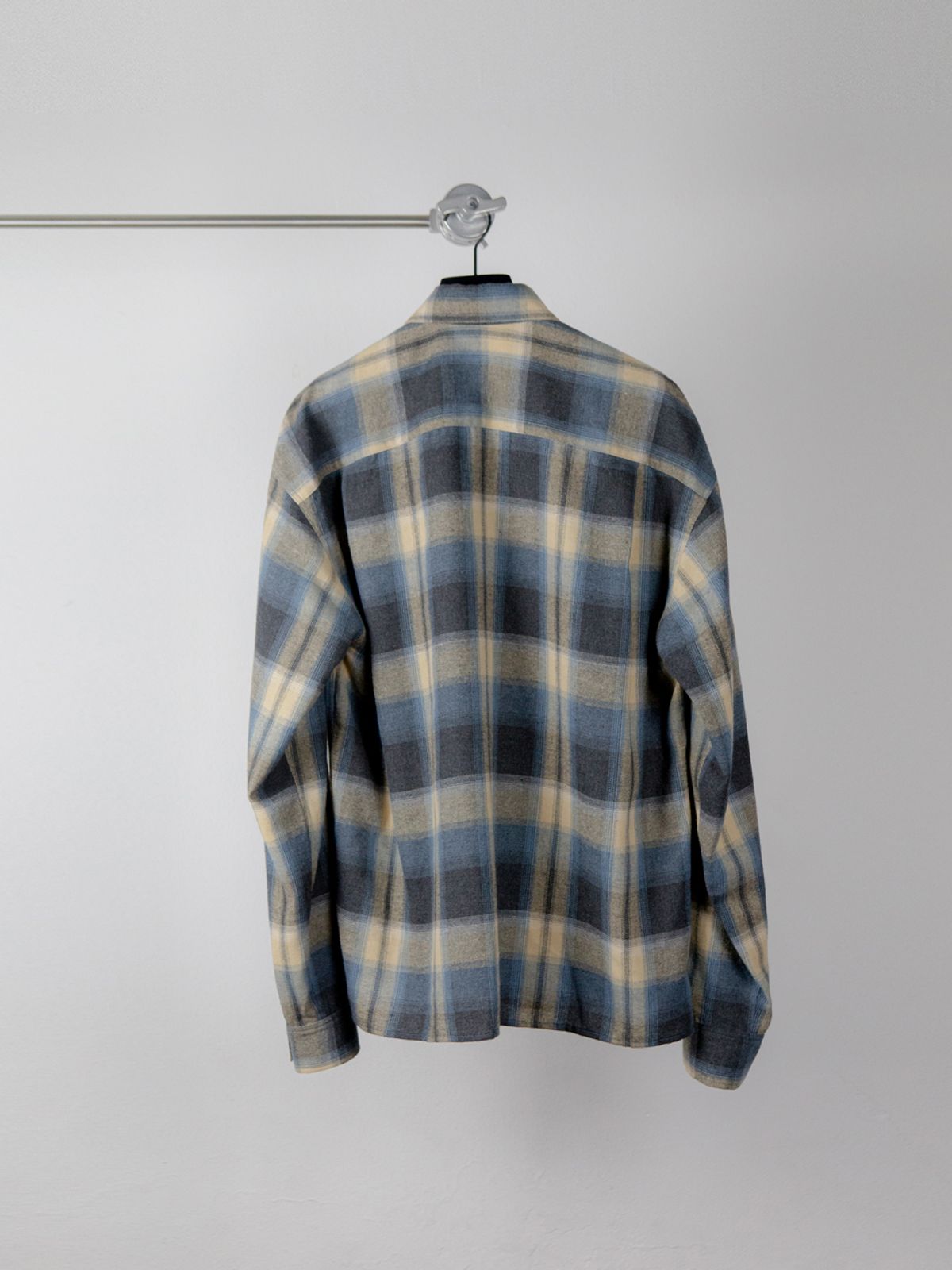 고저(GOZER) OVERSIZED FLANNEL CHECK SHIRTS_LIGHT BLUE