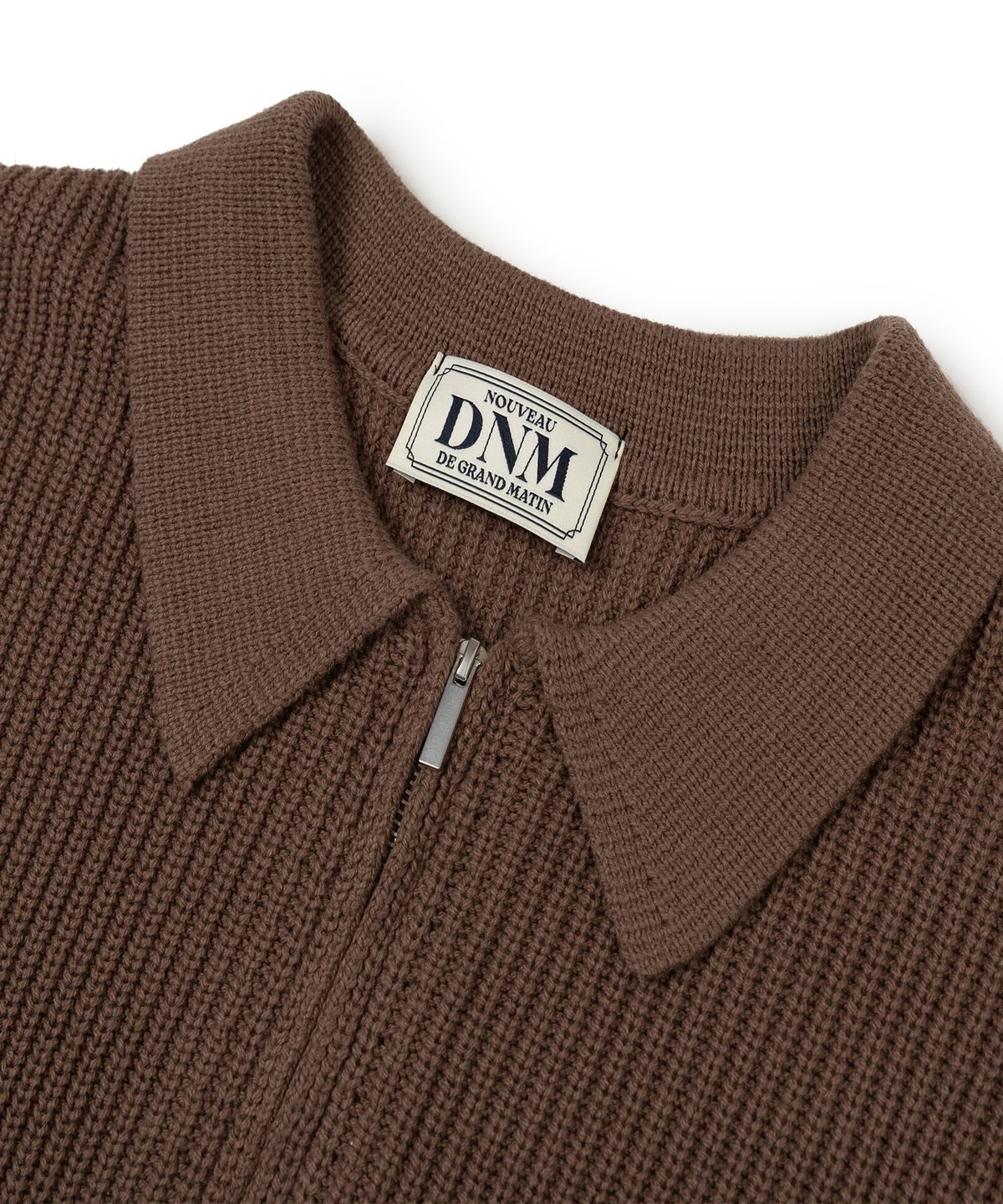 디 그랜드 마틴(DE GRAND MATIN) ZIP-UP COLLAR KNITWEAR_BROWN