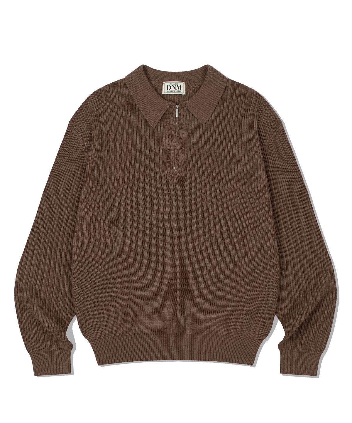 디 그랜드 마틴(DE GRAND MATIN) ZIP-UP COLLAR KNITWEAR_BROWN