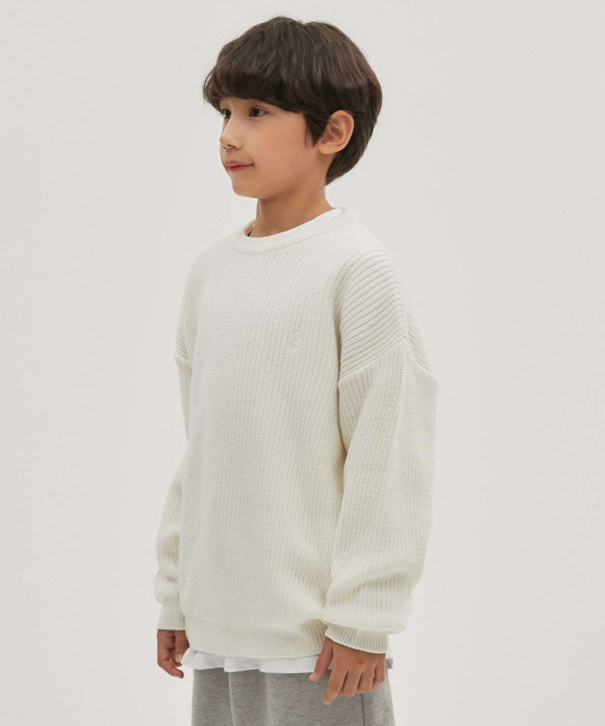 테이크이지 키즈(TAKEASY KIDS) 워셔블 크루넥 오버니트(아이보리)
