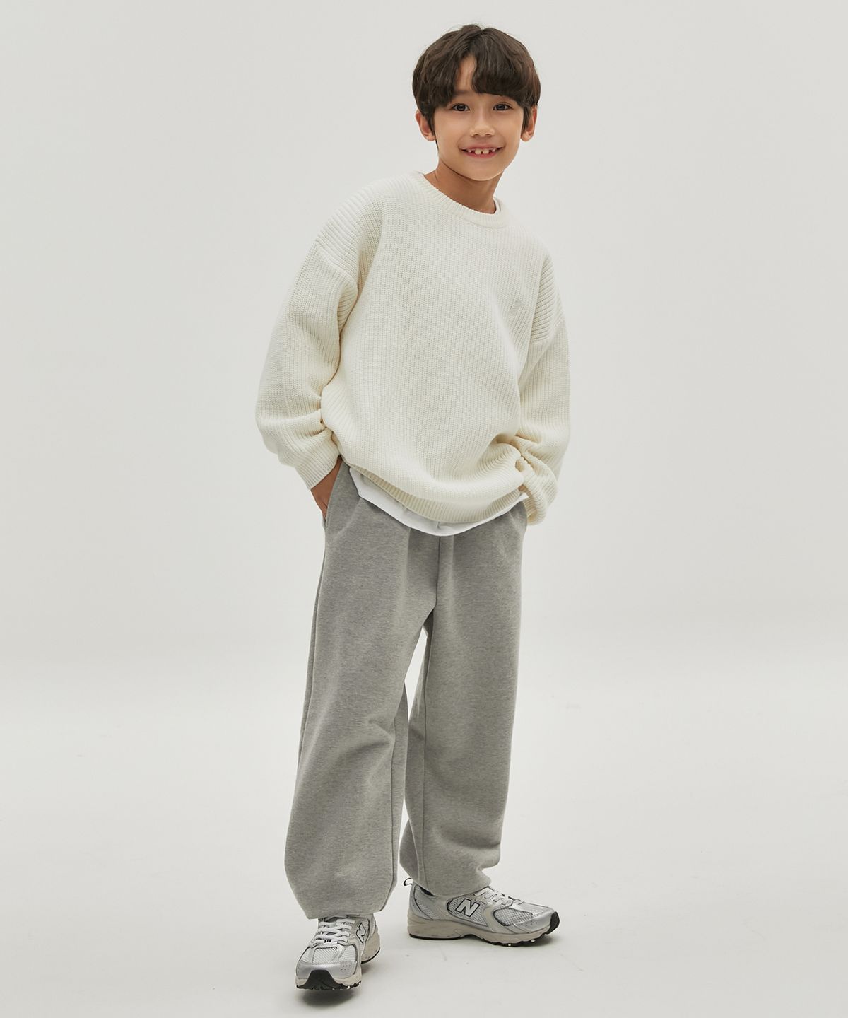 테이크이지 키즈(TAKEASY KIDS) 워셔블 크루넥 오버니트(아이보리)