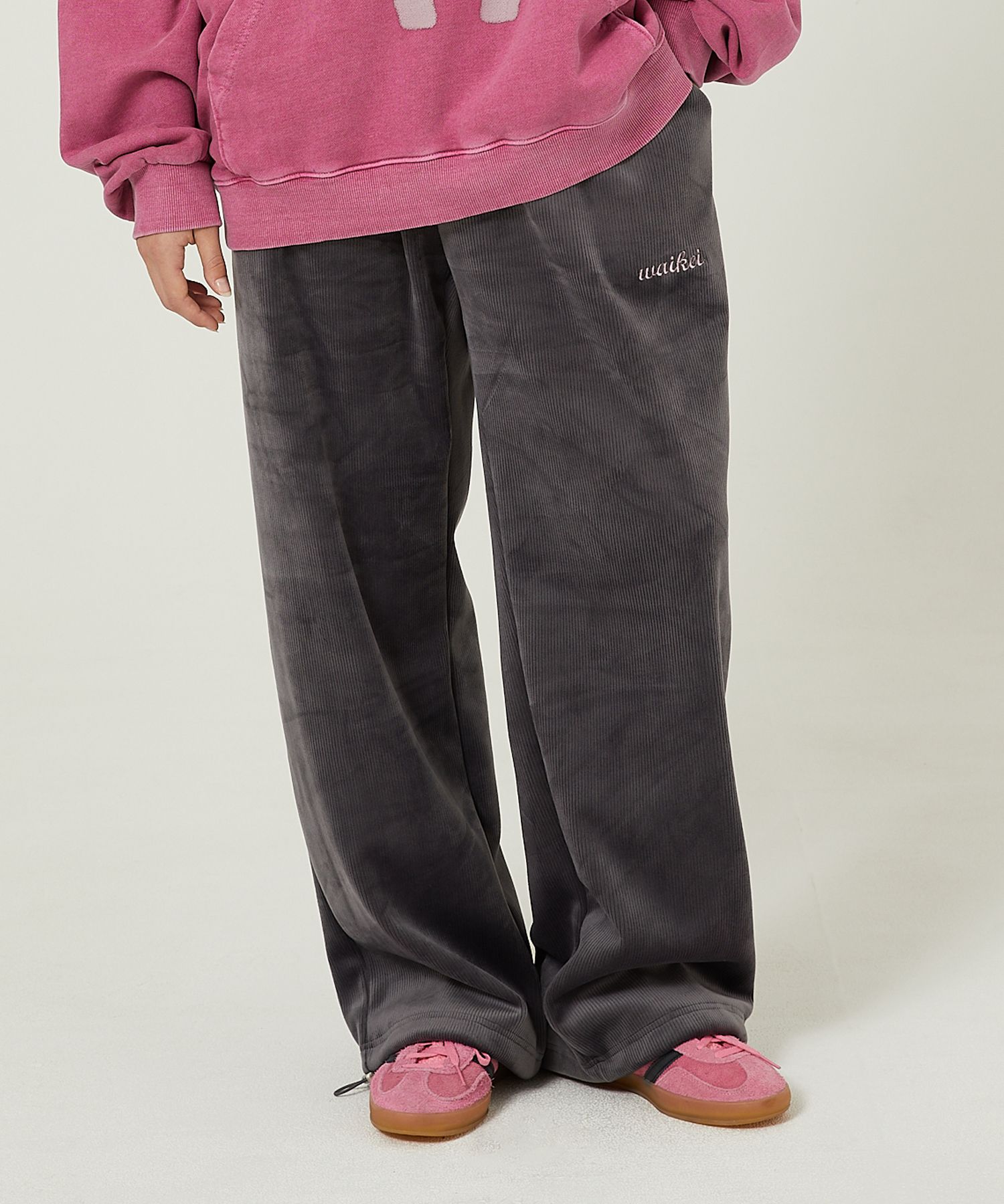 MUSINSA | WAI KEI Double Corduroy Banding Pants Charcoal