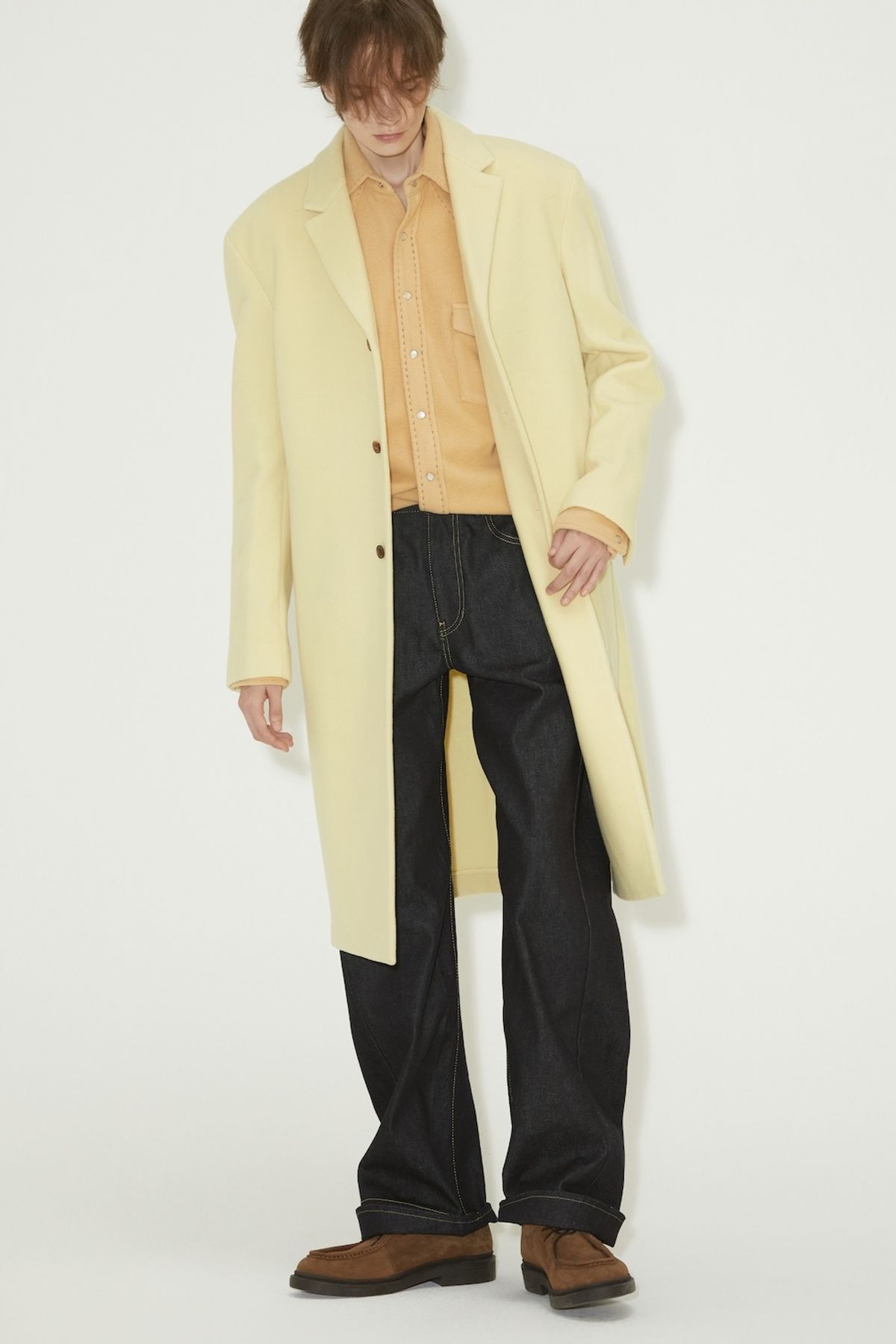 노앙(NOHANT) WOOL SINGLE LONG COAT AURORA LIME