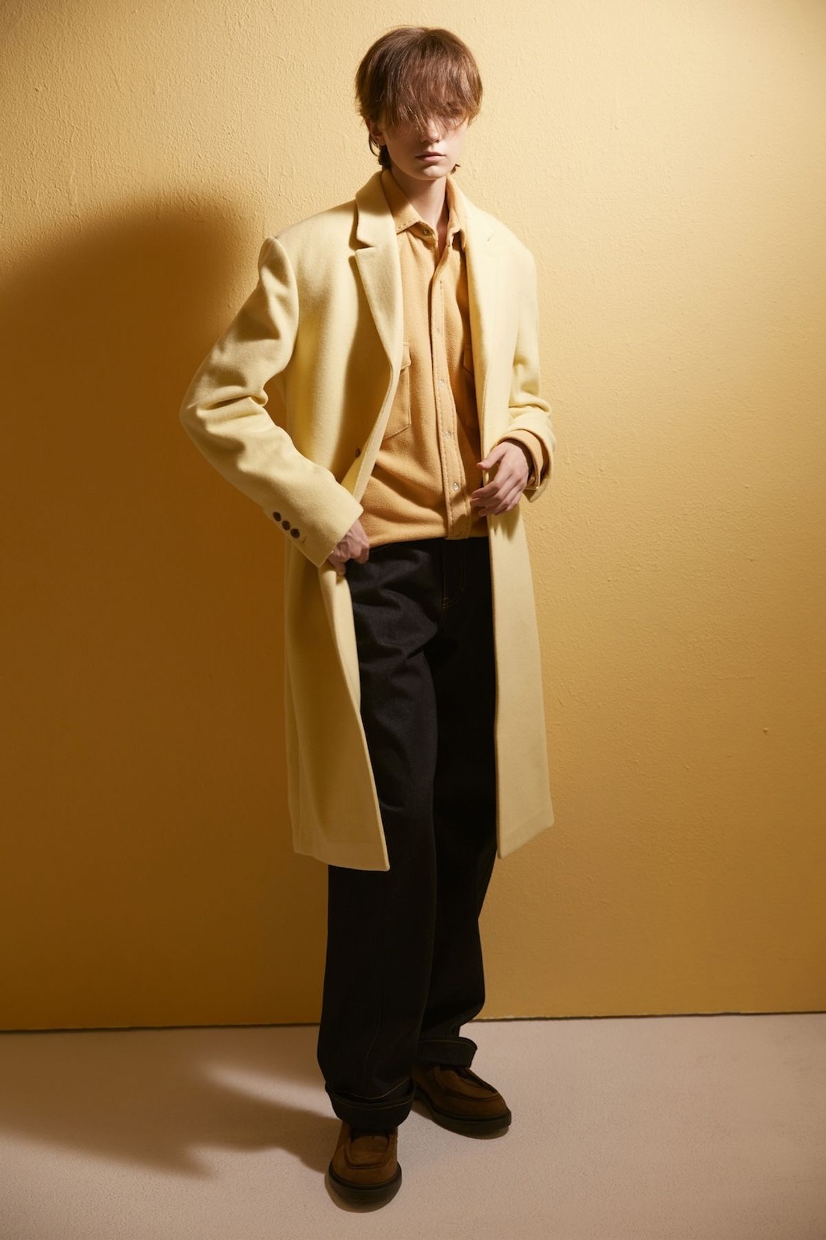 노앙(NOHANT) WOOL SINGLE LONG COAT AURORA LIME