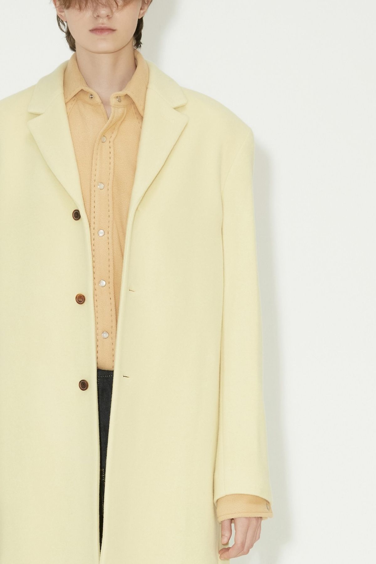 노앙(NOHANT) WOOL SINGLE LONG COAT AURORA LIME