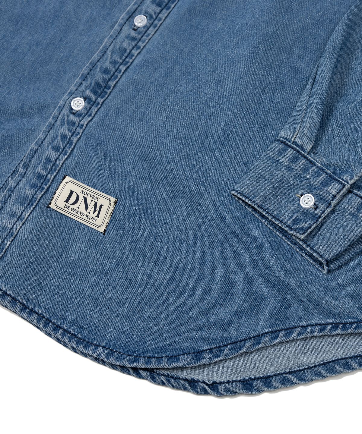 디 그랜드 마틴(DE GRAND MATIN) OVER FIT LOGO DENIM SHIRT_MEDIUM BLUE
